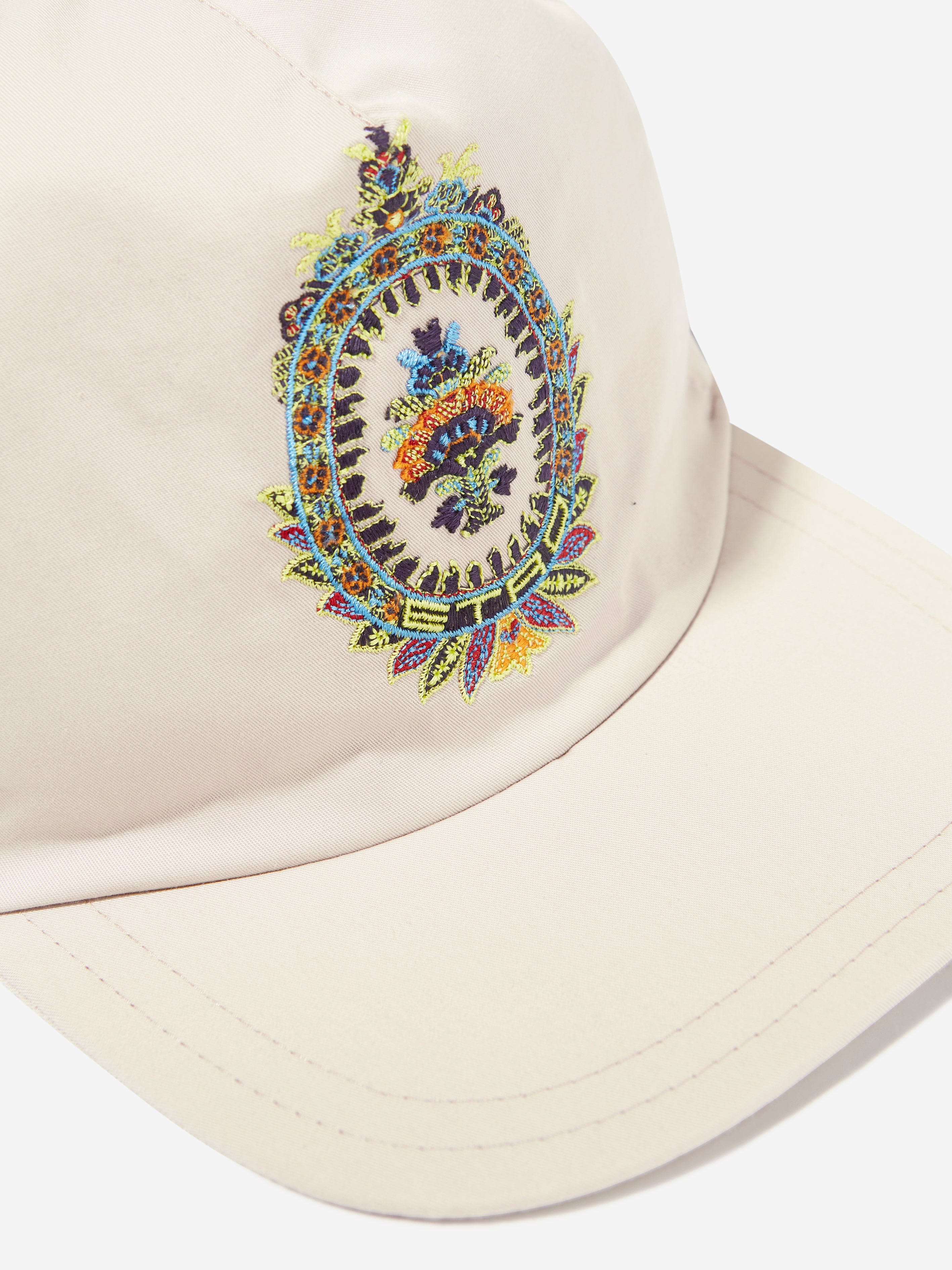 Etro Boys Crest Logo Cap in Beige