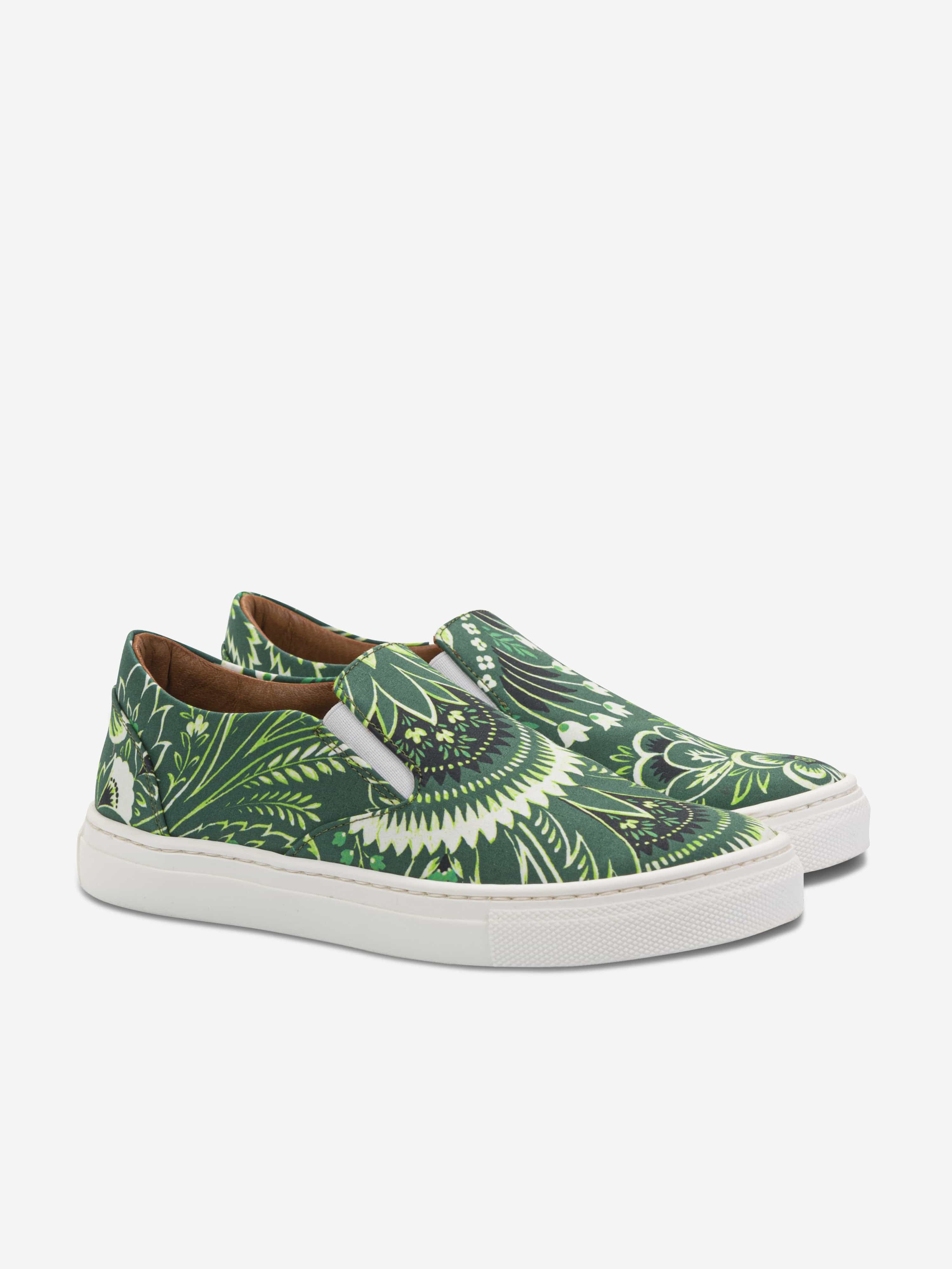 Etro Boys Floral Paisley Trainers in Green