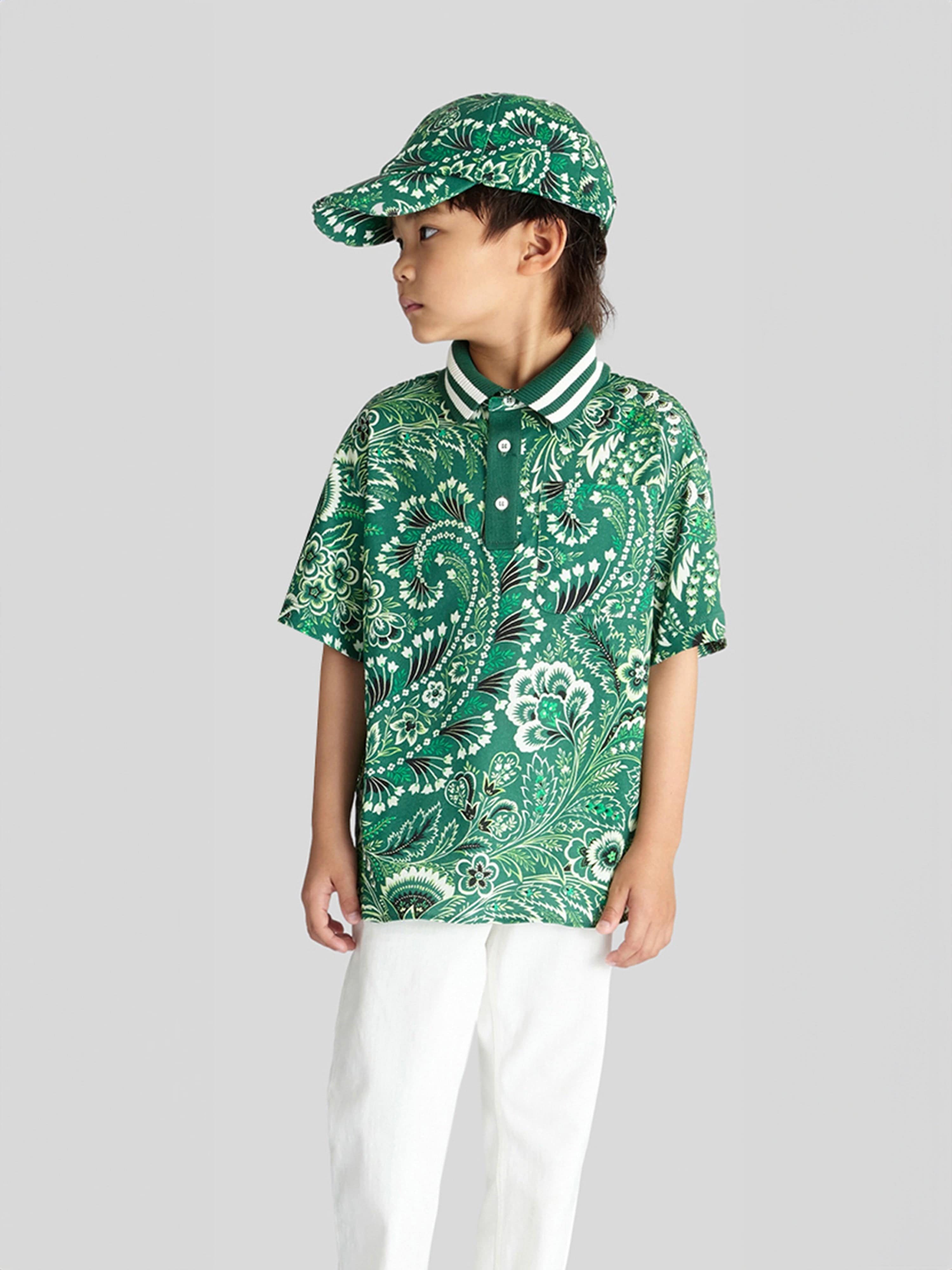 Etro Boys Floral Paisley Cap in Green