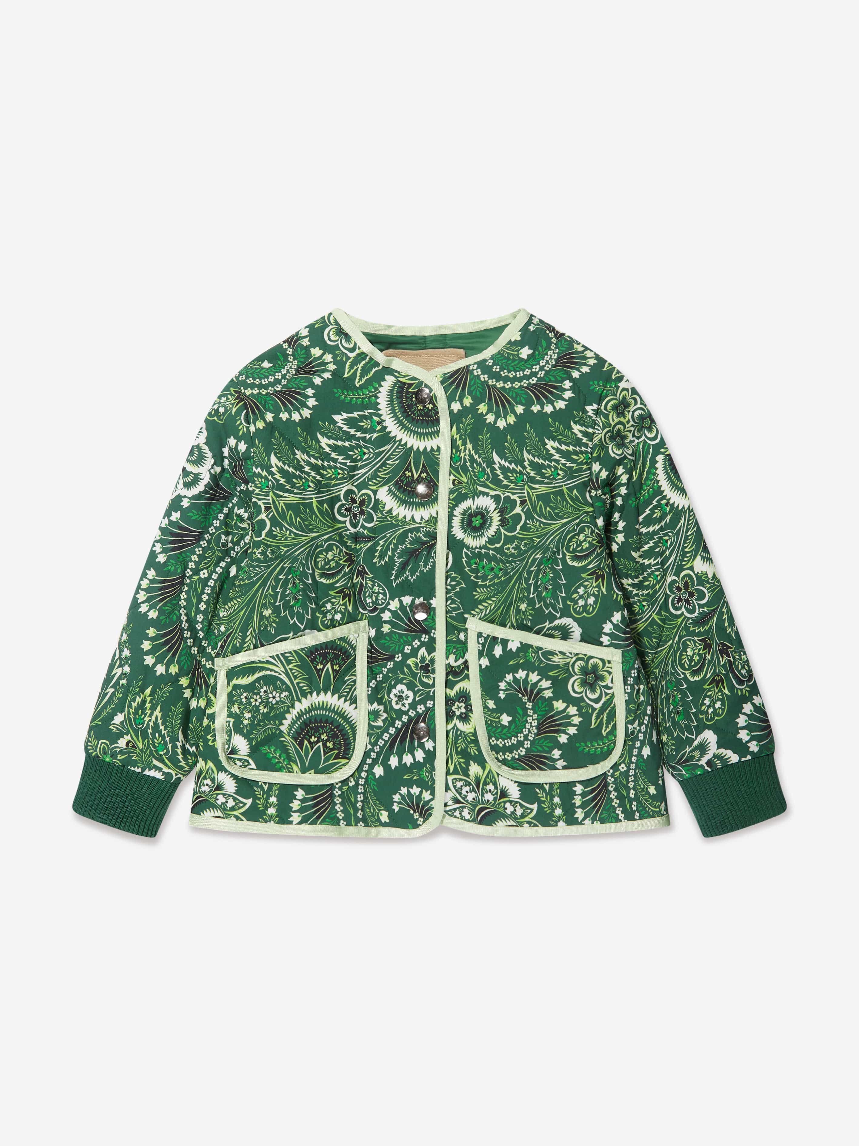 Etro Girls Floral Paisley Jacket in Green