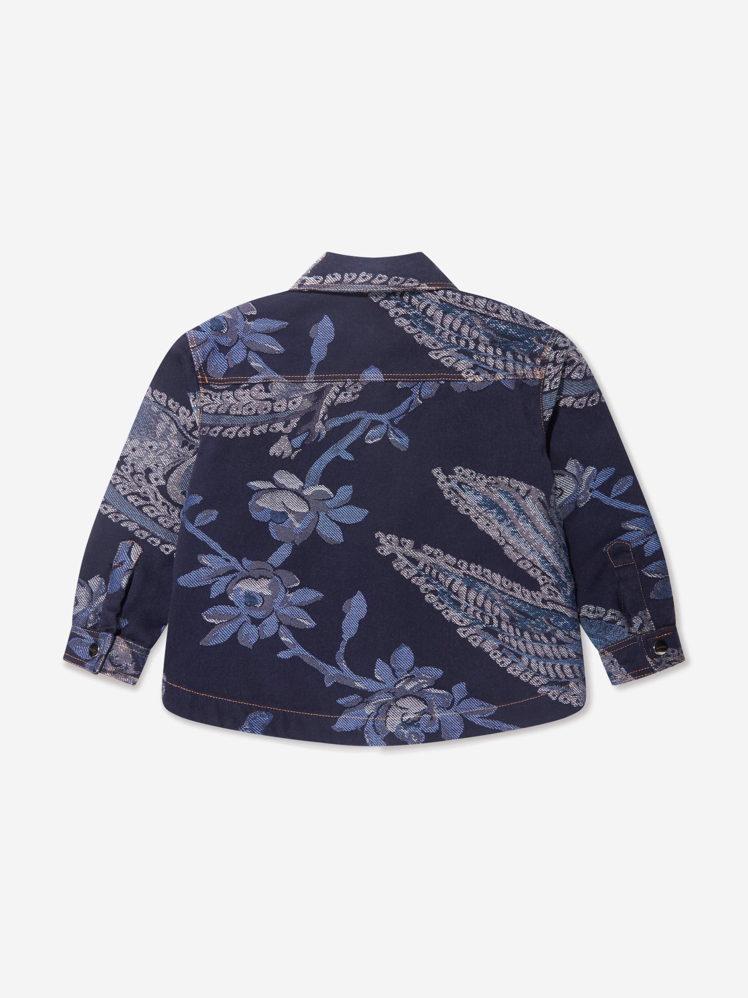 Etro Boys Jacquard Bird And Flower Jacket in Navy