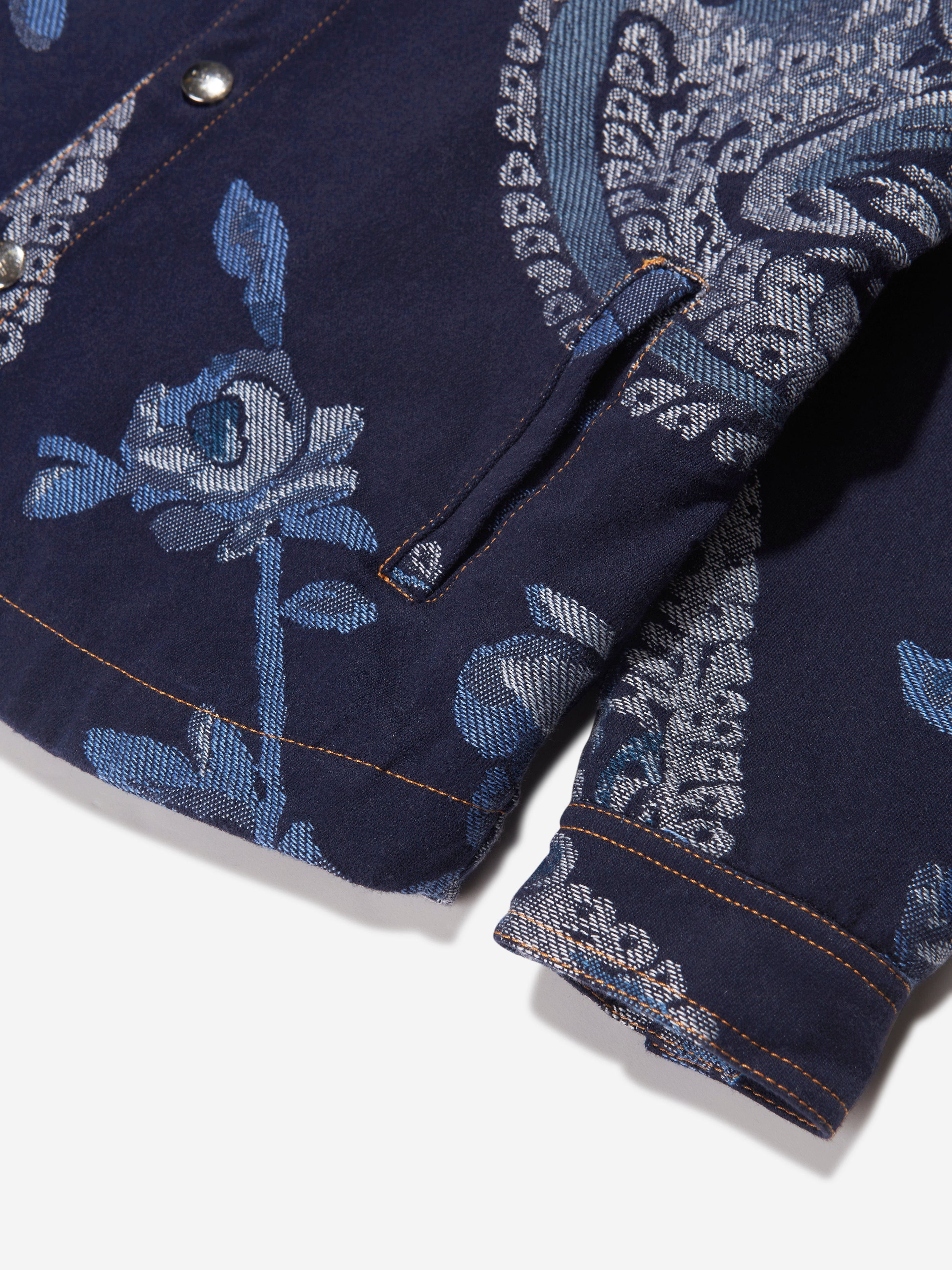 Etro Boys Jacquard Bird And Flower Jacket in Navy