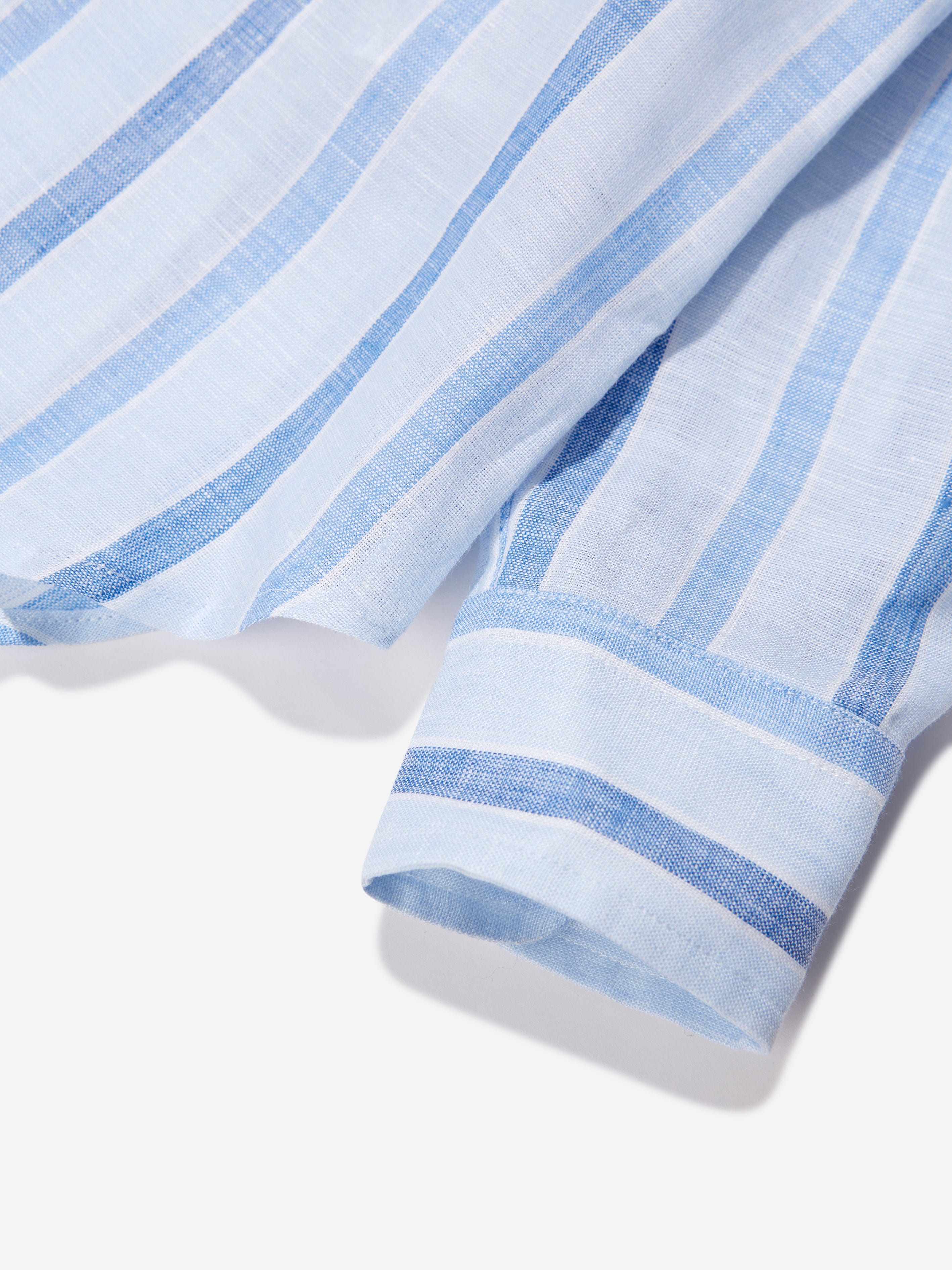 Etro Boys Striped Linen Shirts in White