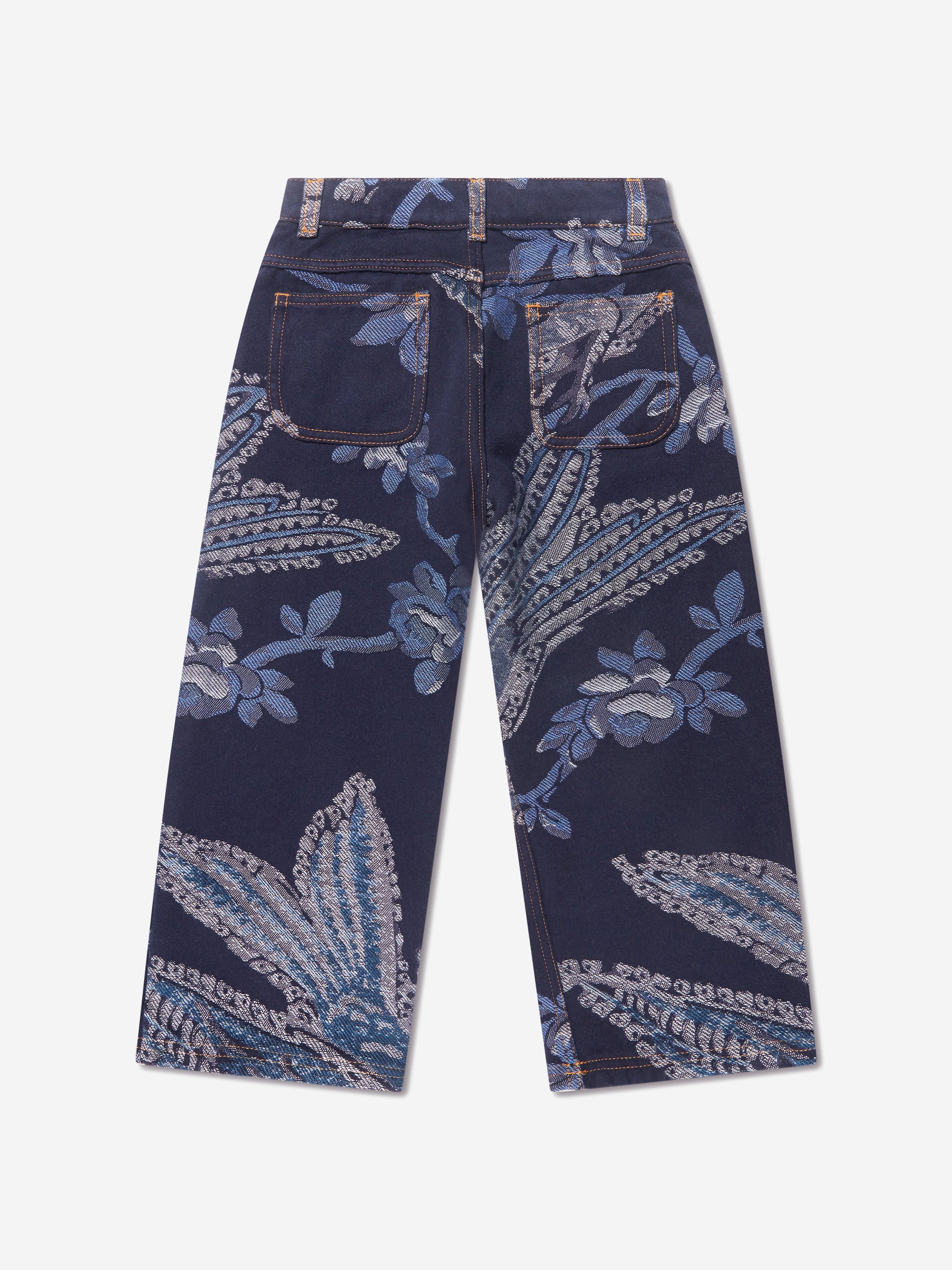 Etro Boys Jacquard Bird And Flower Trousers in Navy