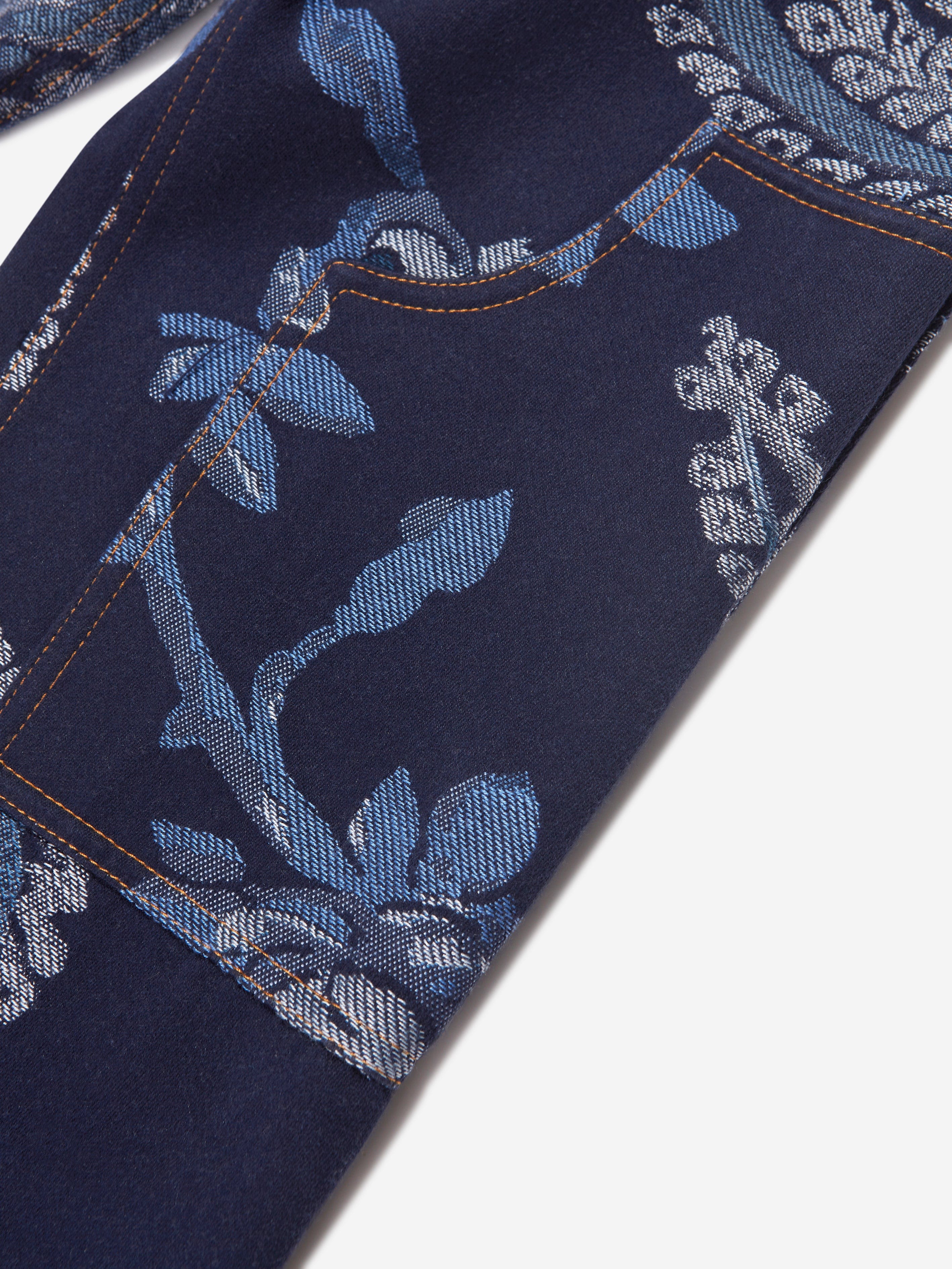 Etro Boys Jacquard Bird And Flower Trousers in Navy