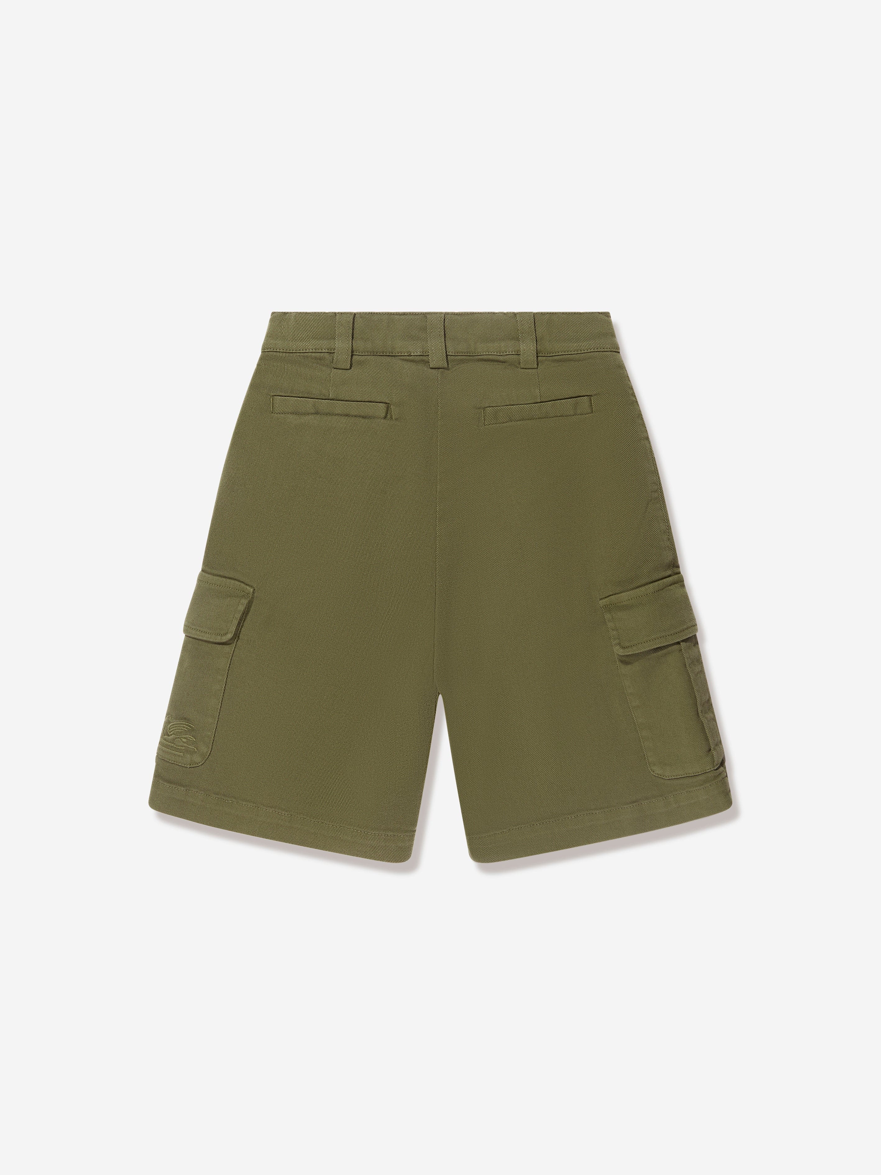 Etro Boys Cargo Shorts in Green