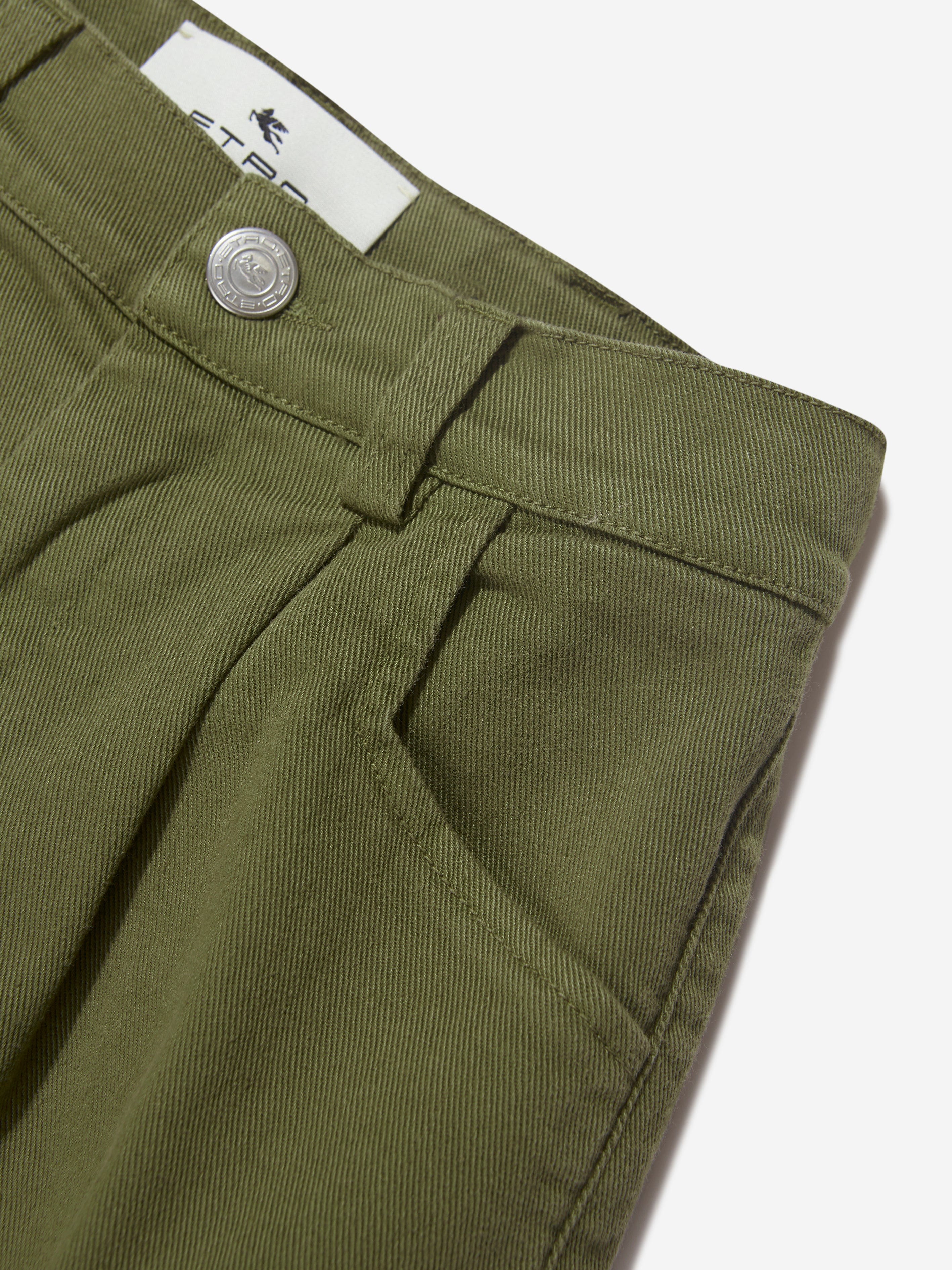 Etro Boys Cargo Shorts in Green