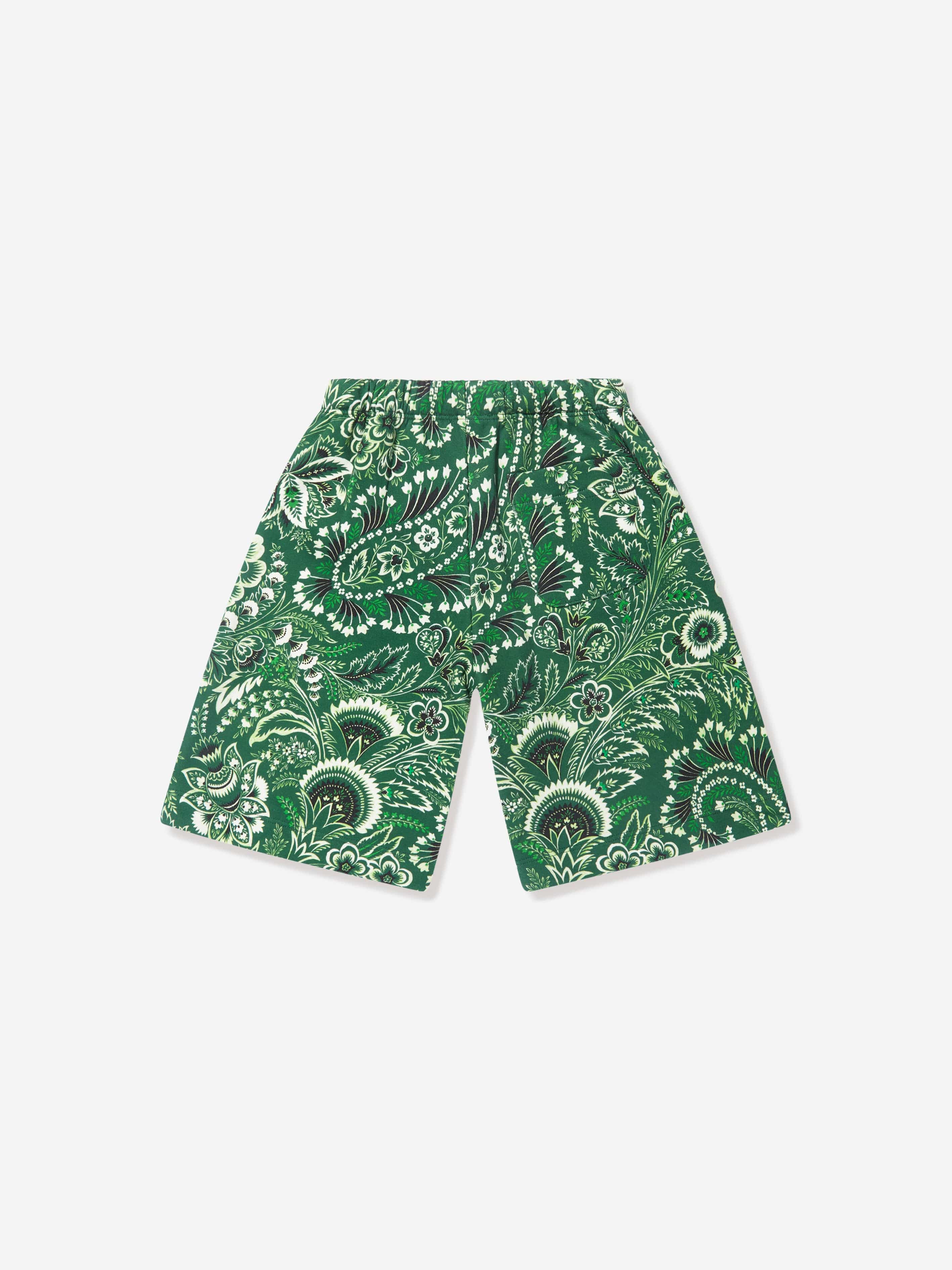 Etro Boys Floral Paisley Shorts in Green