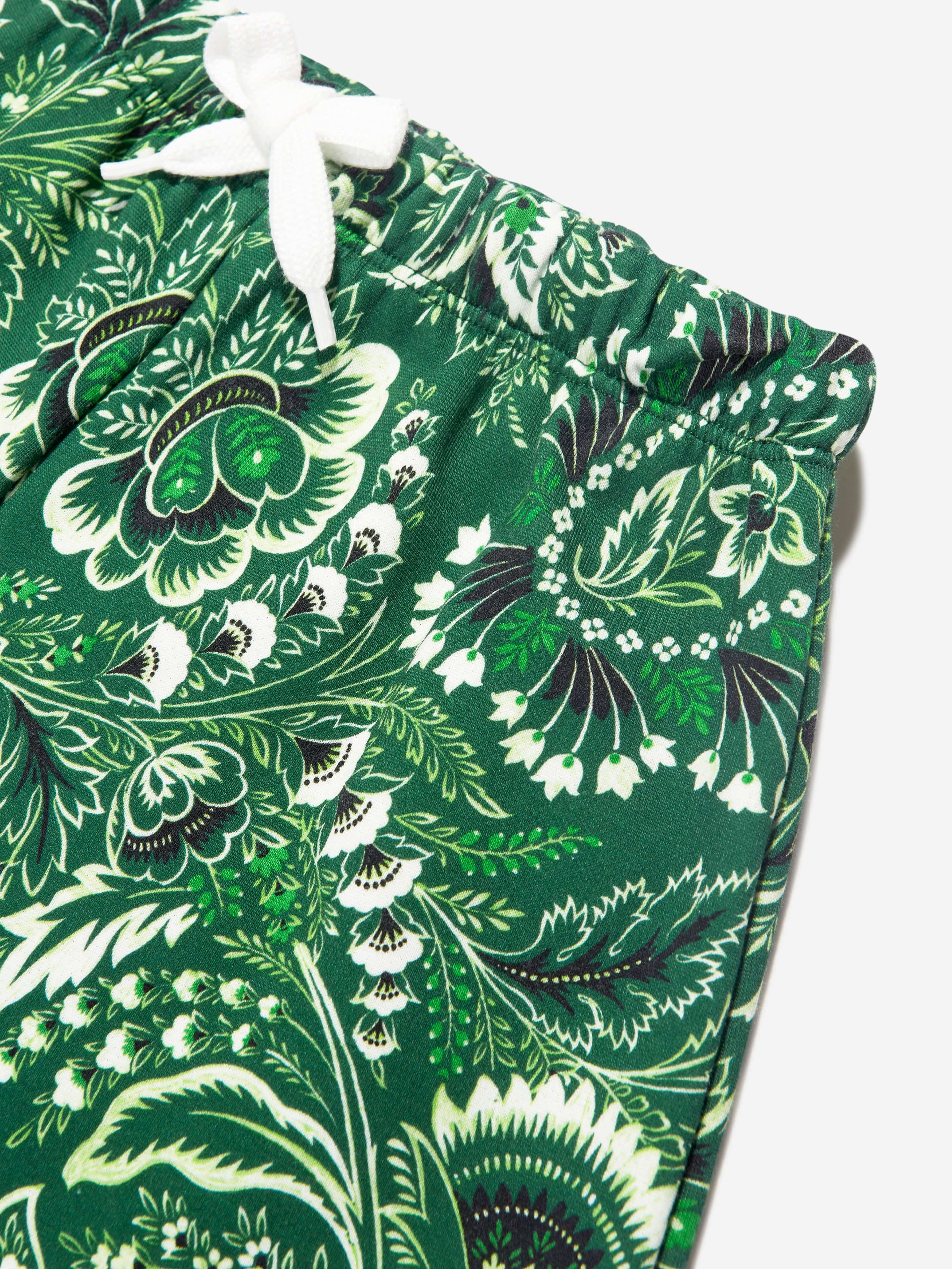 Etro Boys Floral Paisley Shorts in Green