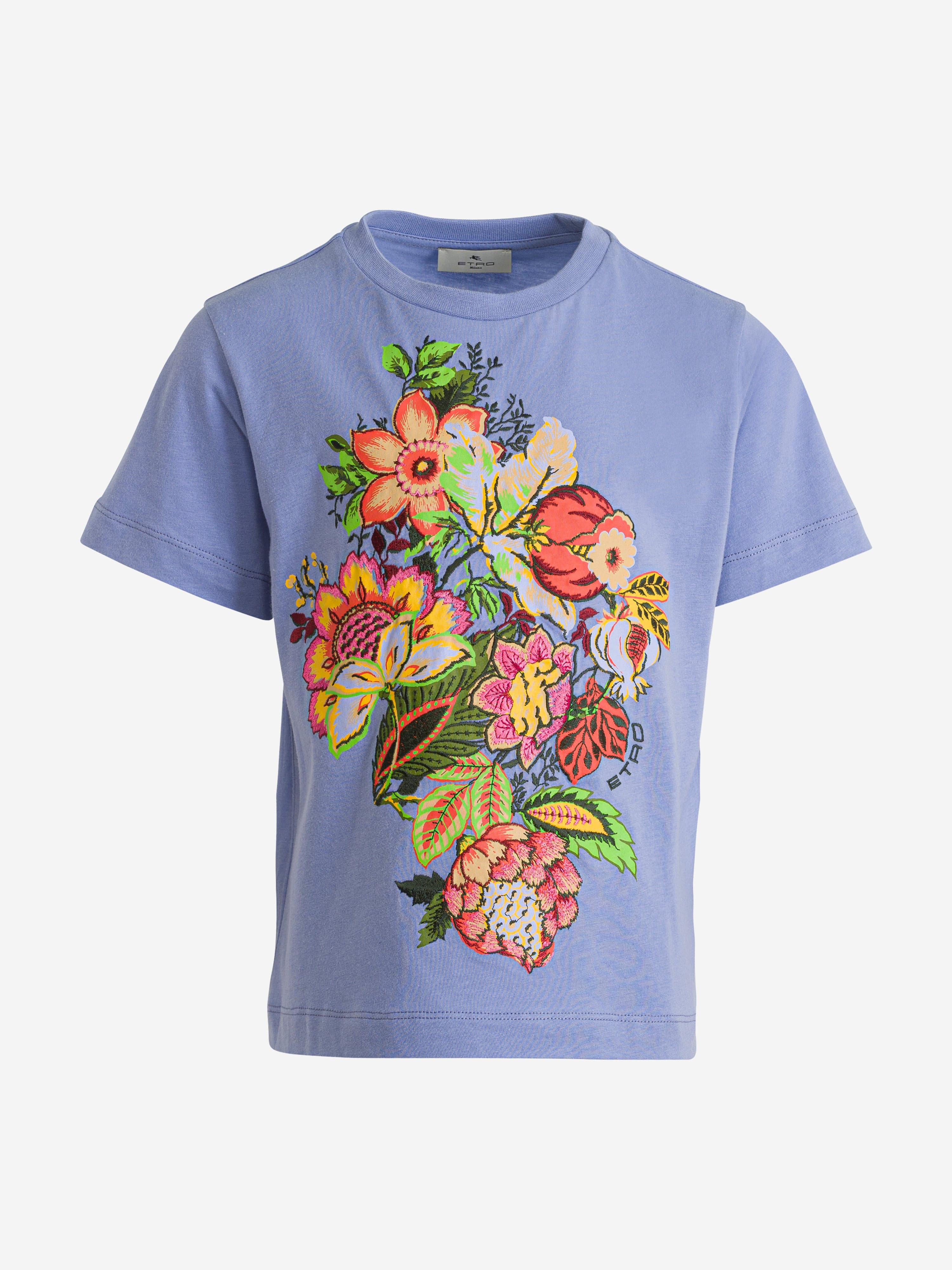 Etro Girls Floral Print T-Shirt in Blue