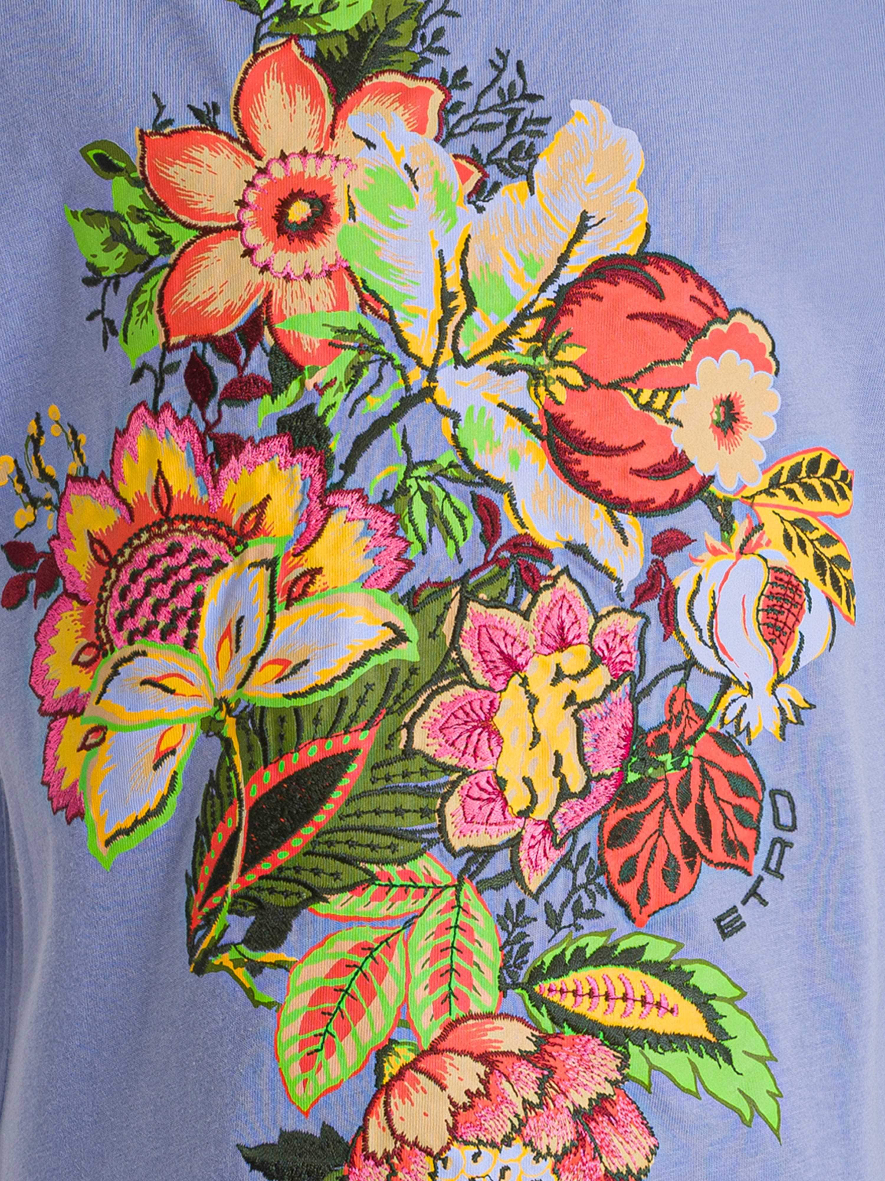 Etro Girls Floral Print T-Shirt in Blue