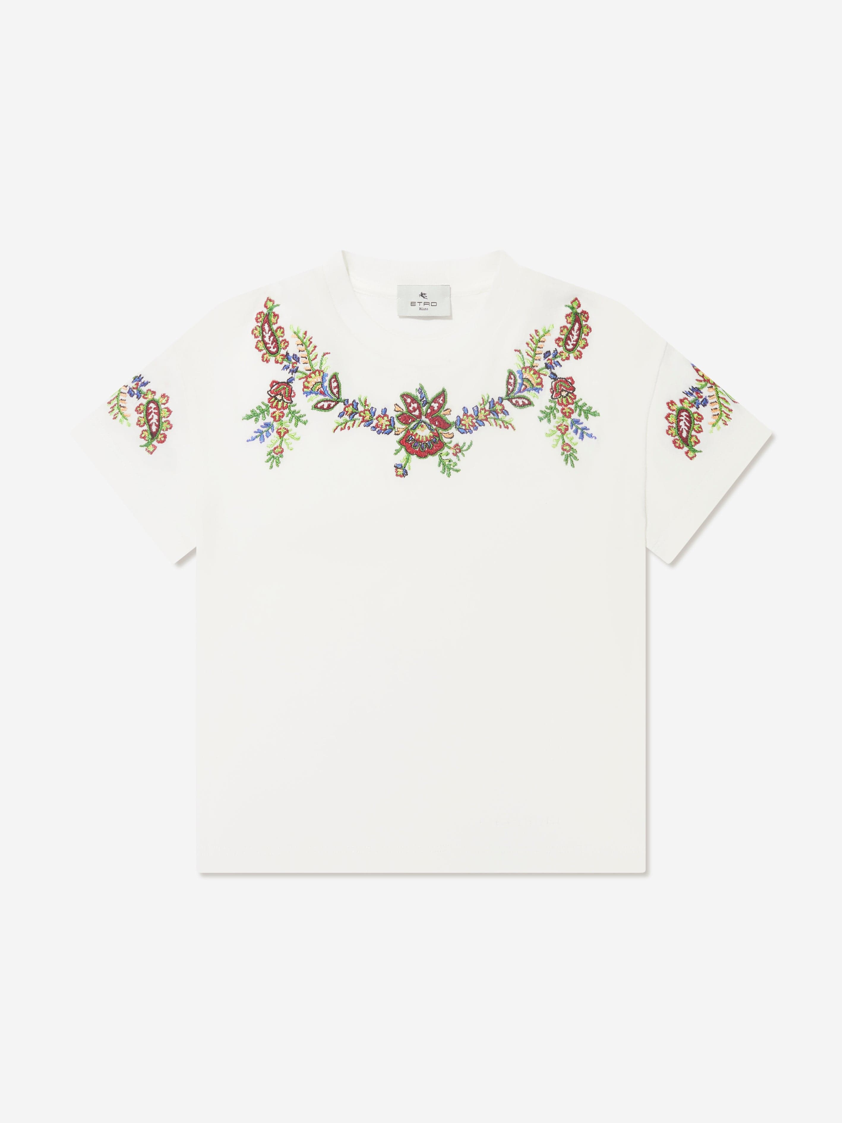 Etro Girls Floral Print T-Shirt in Ivory