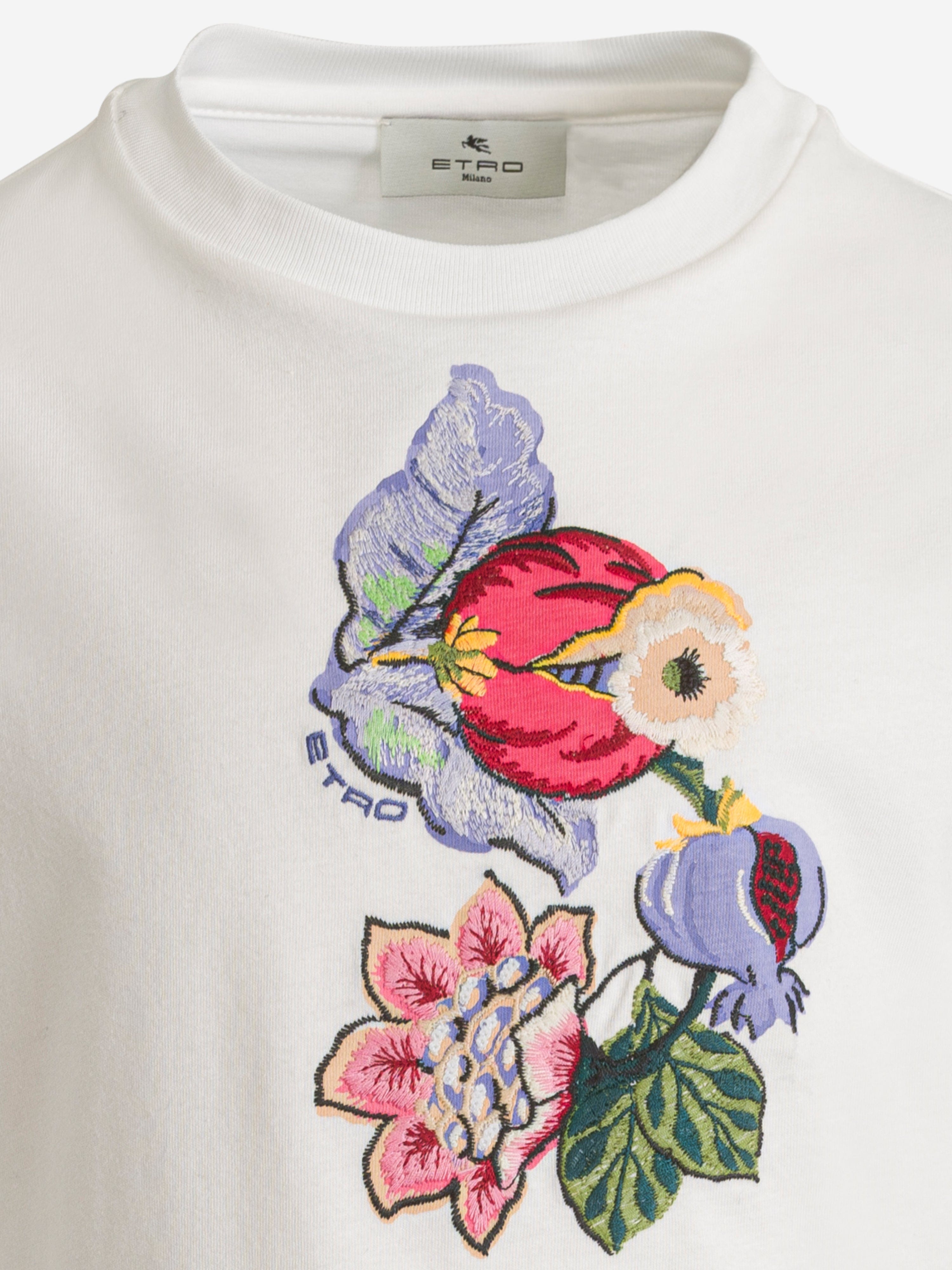 Etro Girls Flower Print T-Shirt in Ivory