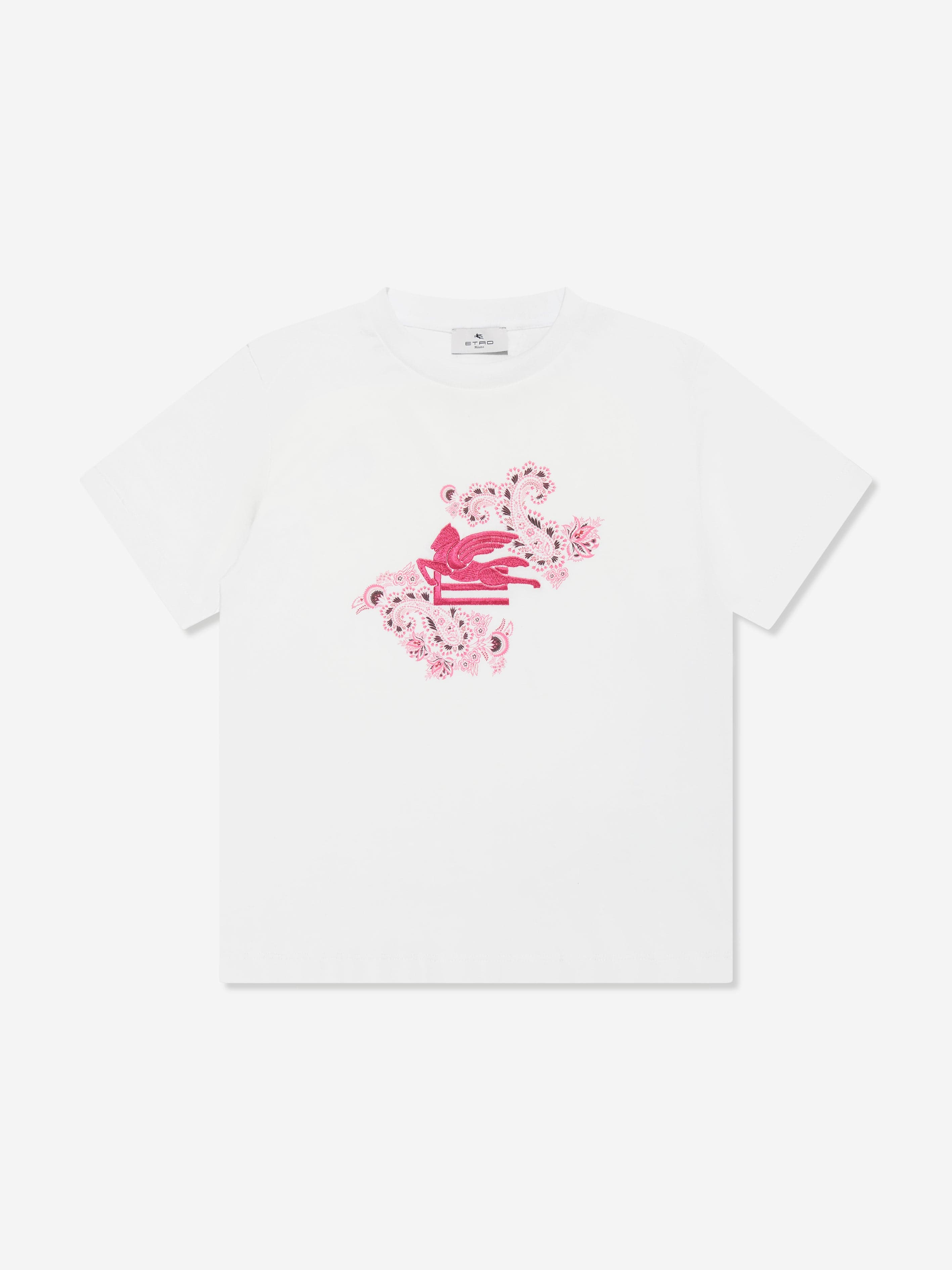 Etro Boys Paisley Logo T-Shirt in Ivory