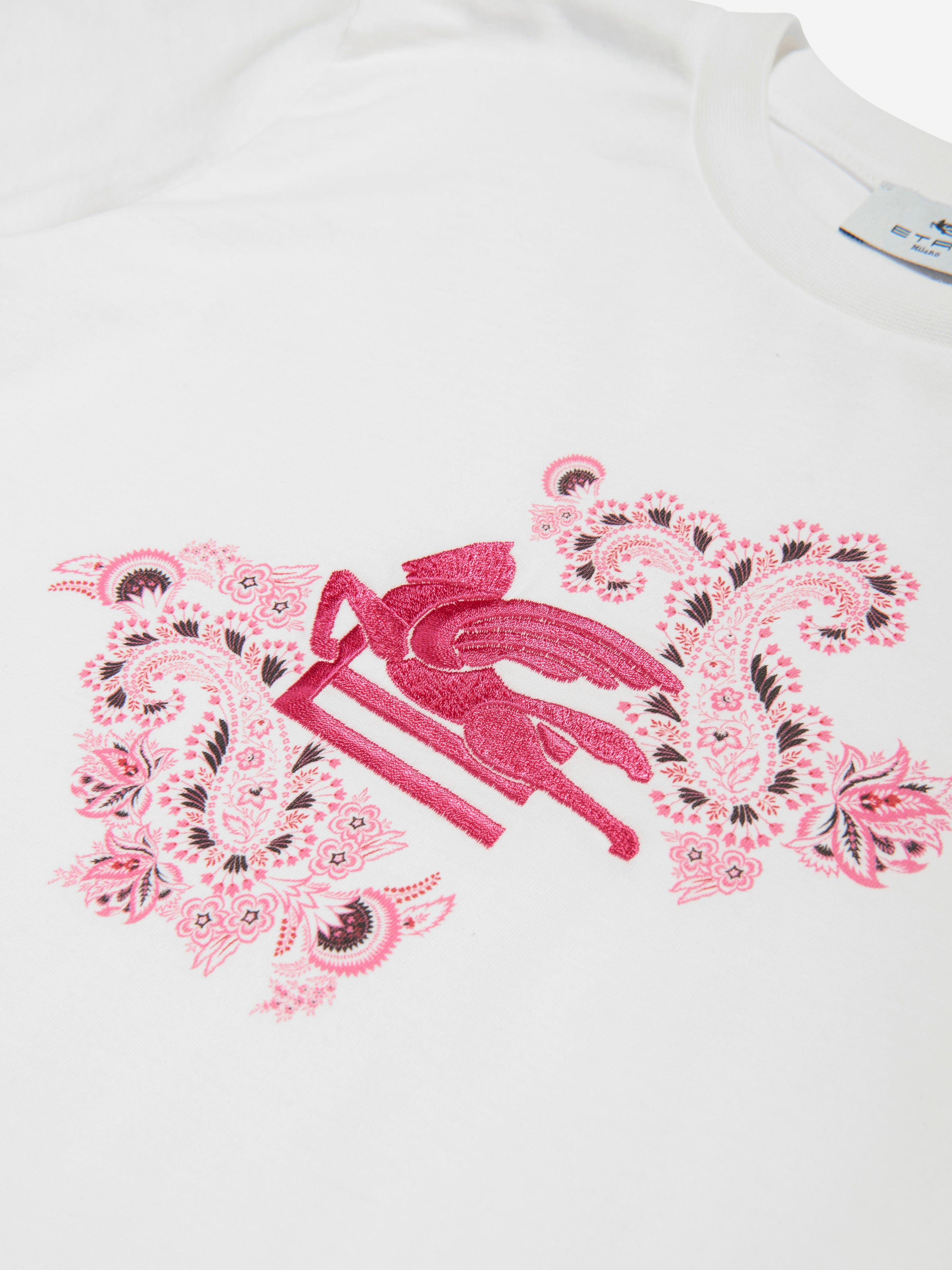 Etro Boys Paisley Logo T-Shirt in Ivory