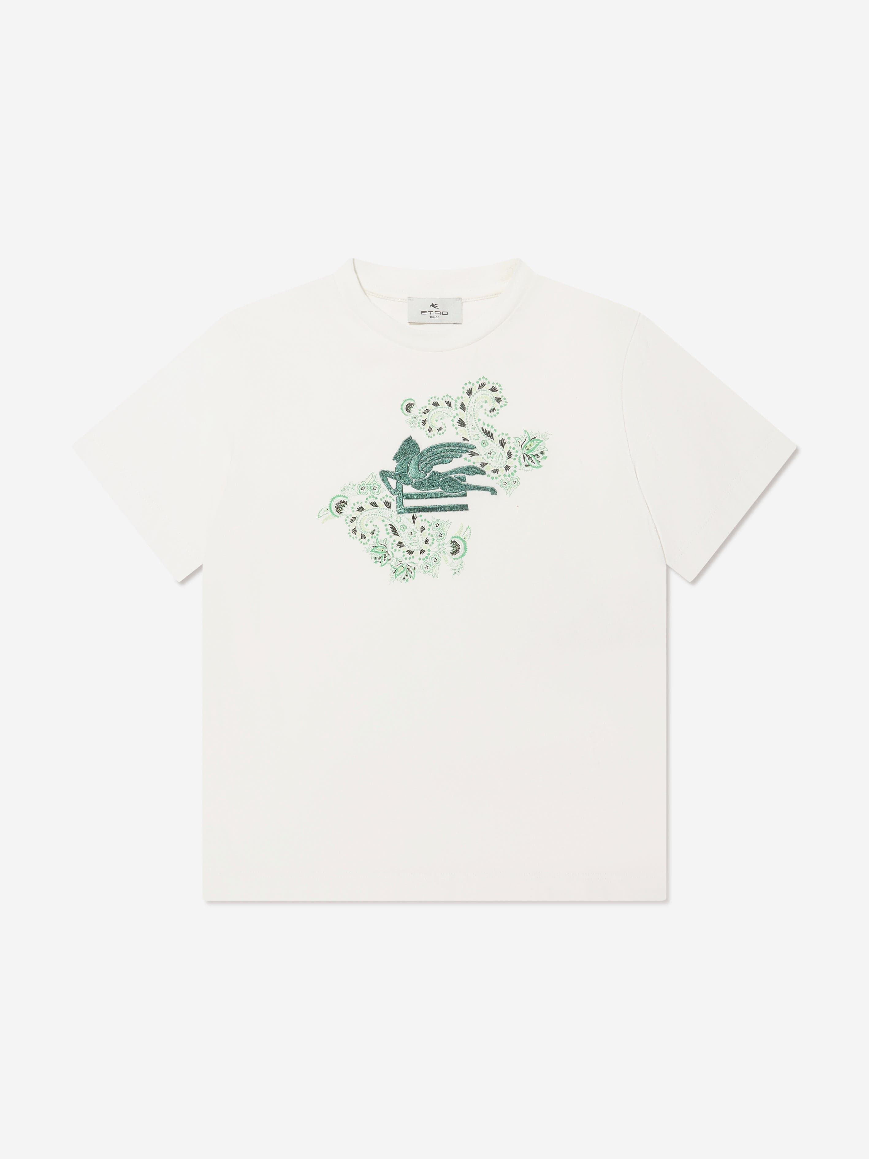 Etro Boys Paisley Logo T-Shirt in Ivory