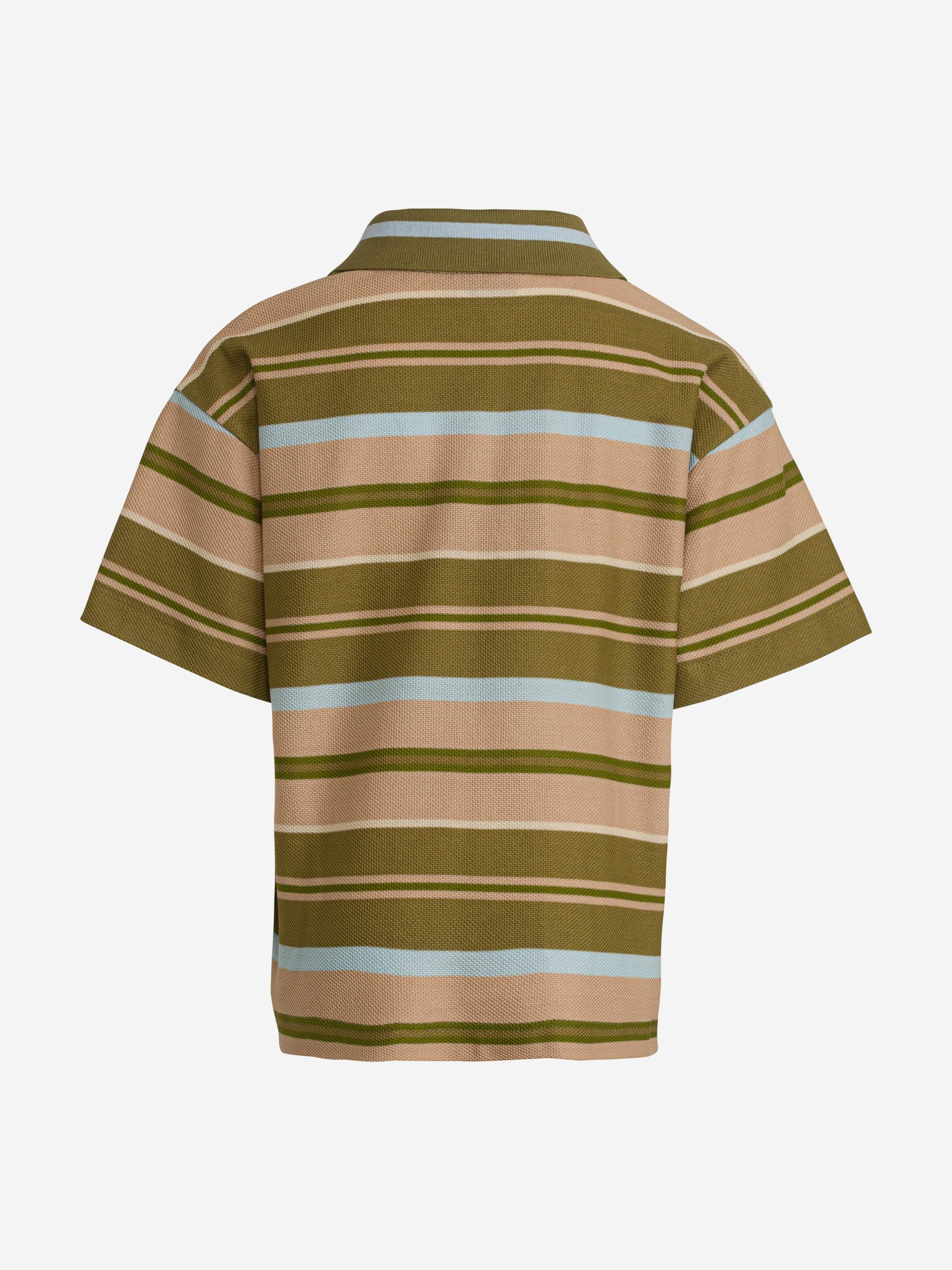 Etro Boys Striped Polo Shirt in Green