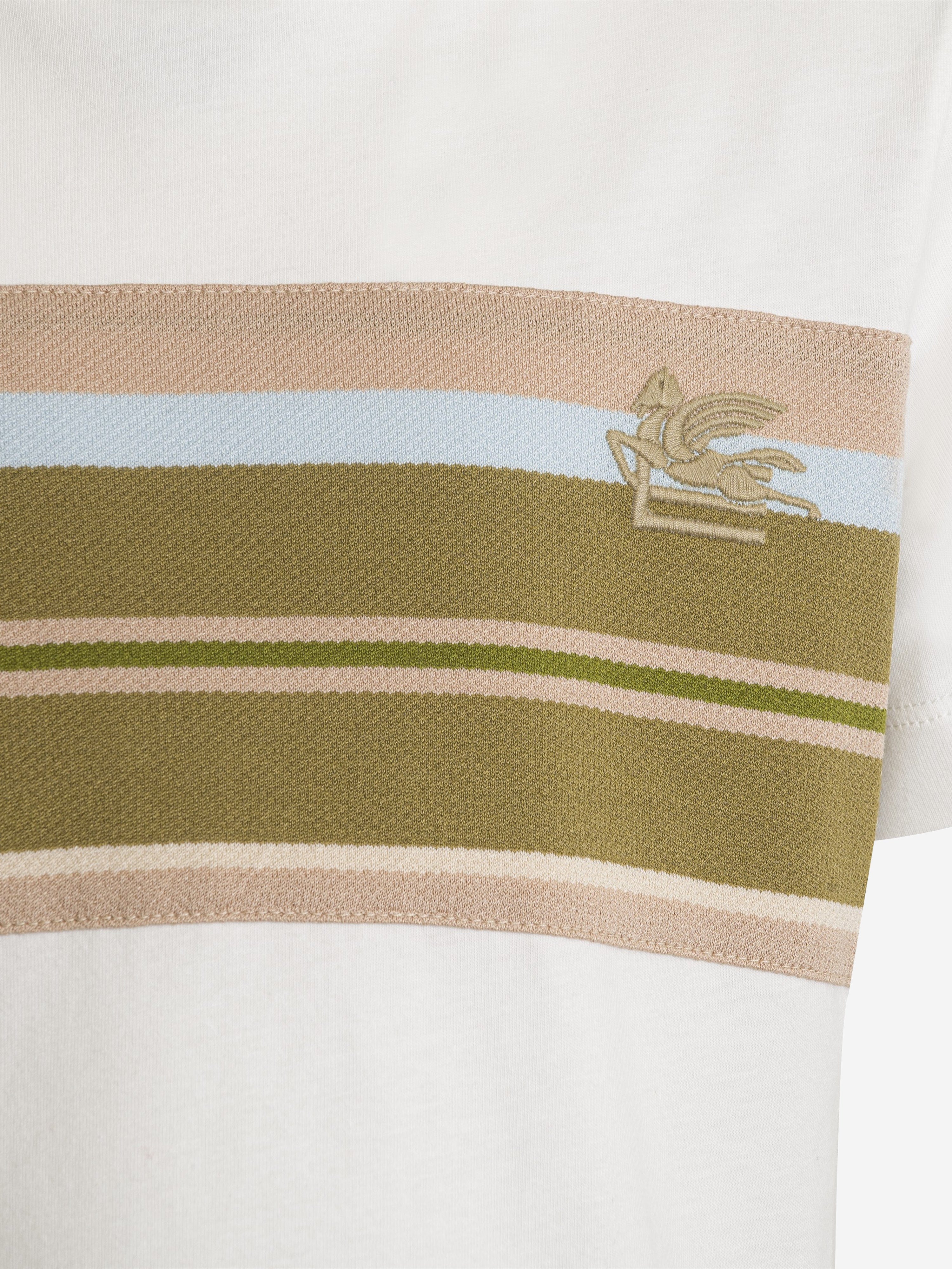 Etro Boys Striped Logo T-Shirt in Ivory