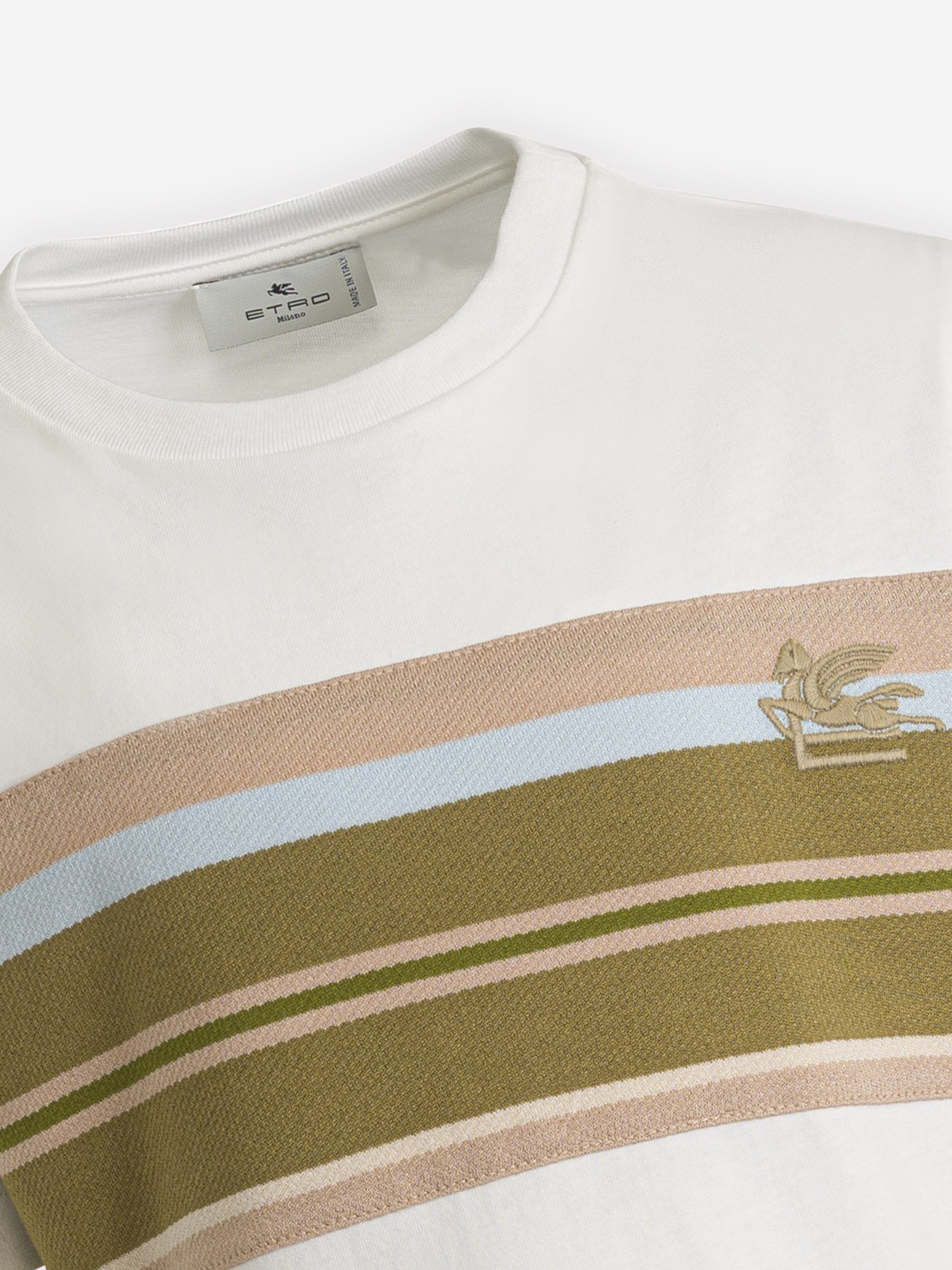 Etro Boys Striped Logo T-Shirt in Ivory