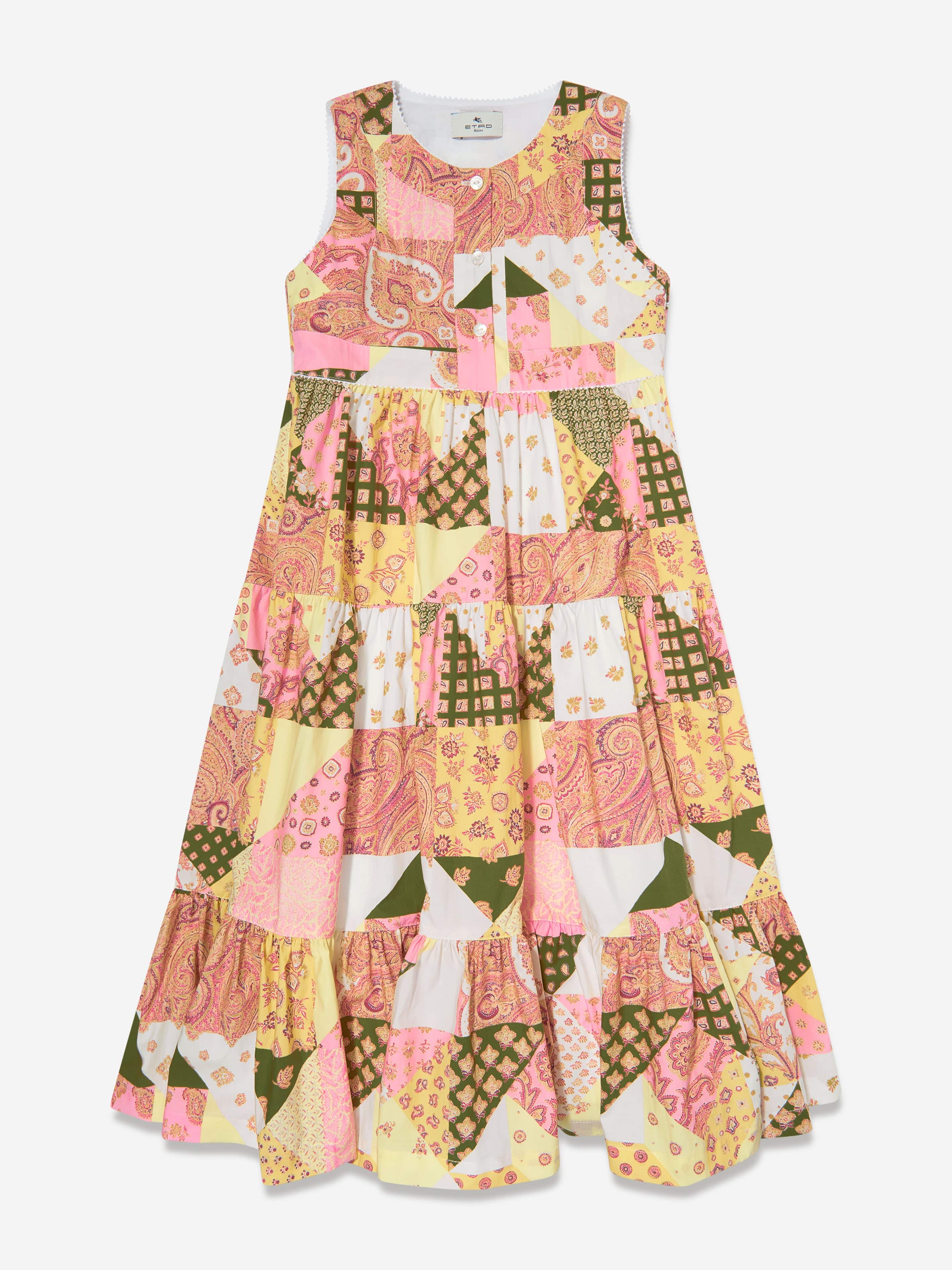 Etro Girls Paisley Patchwork Dress in Pink