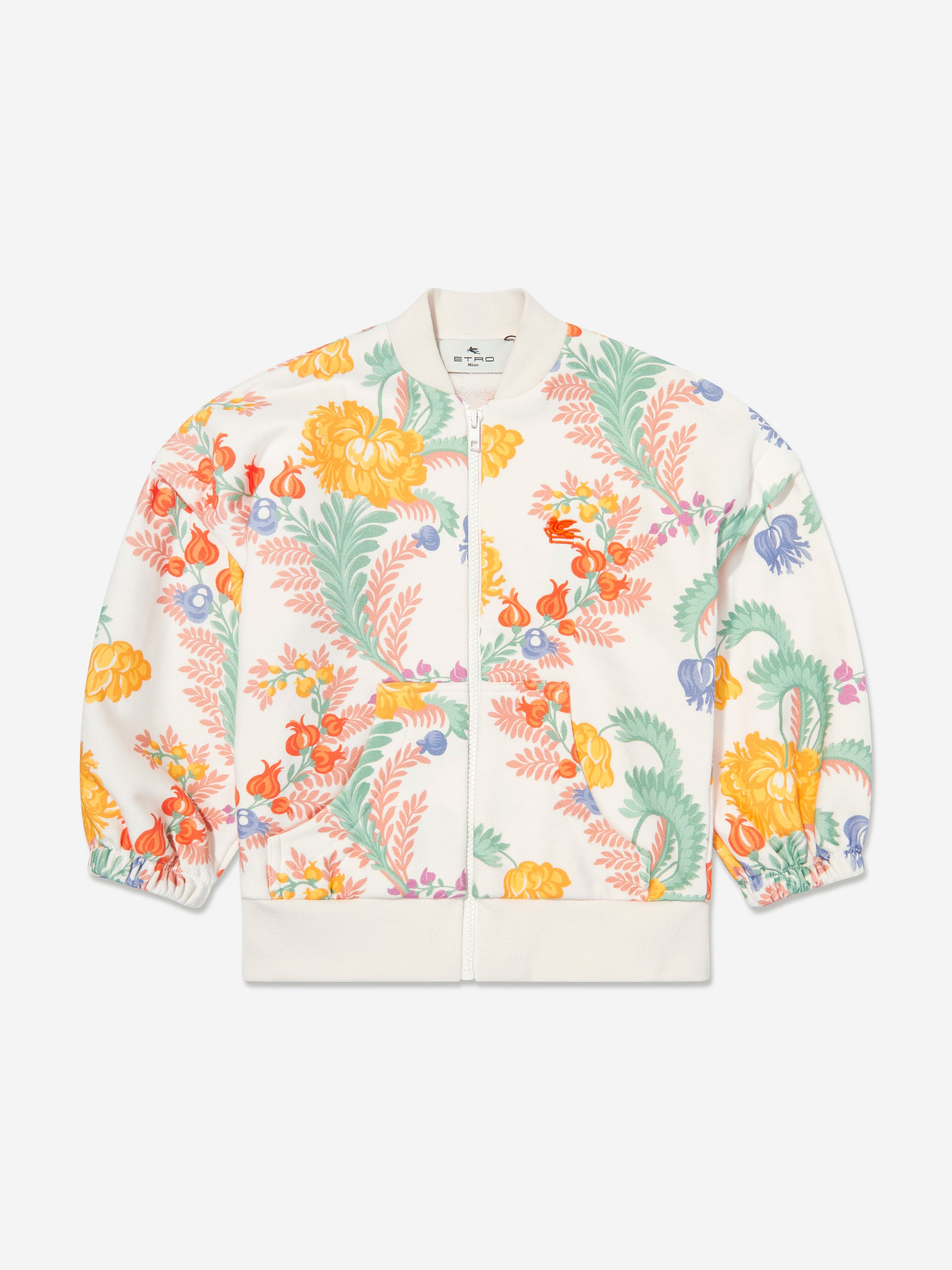 Etro Girls Floral Zip Up Top in Ivory