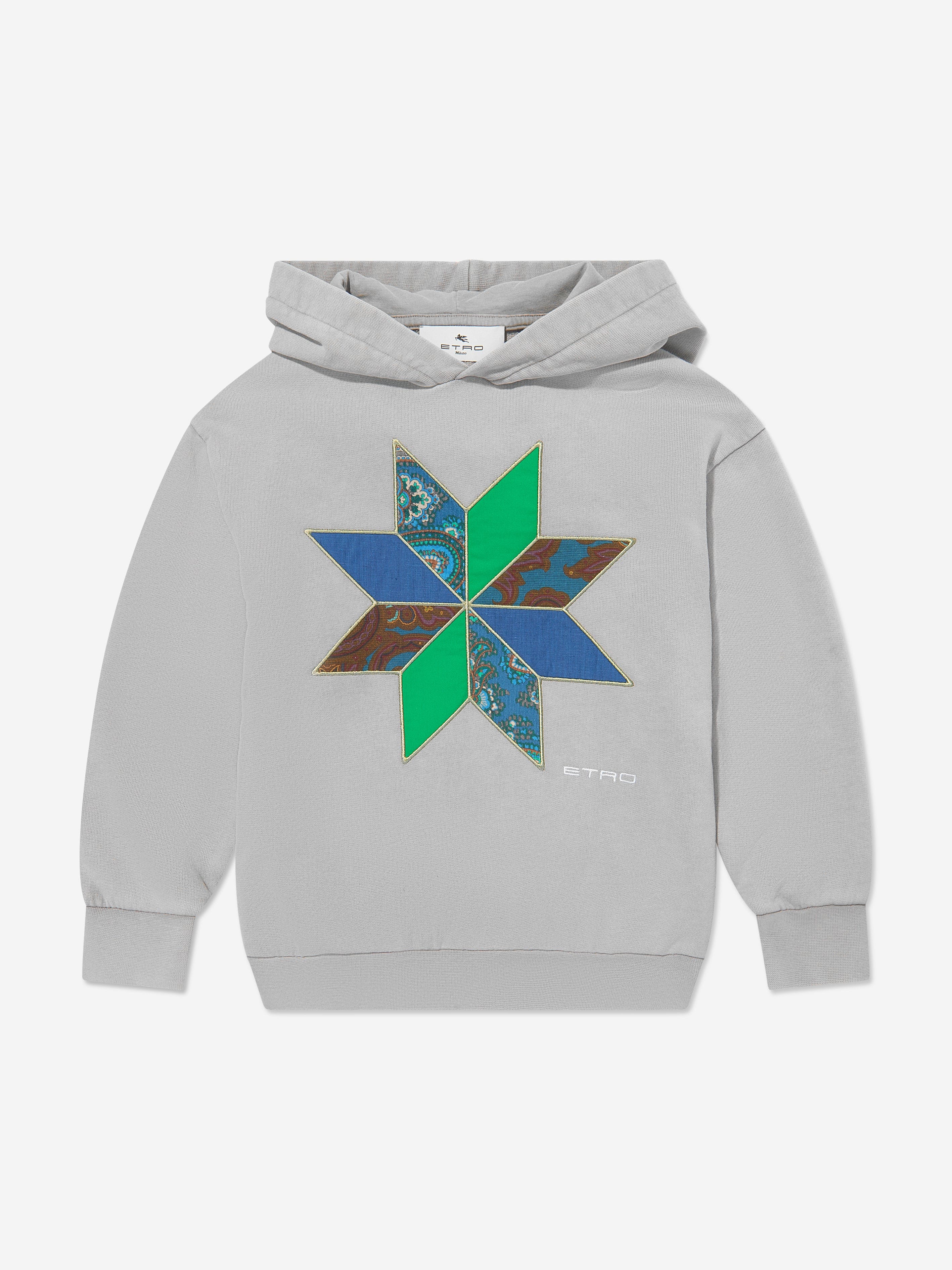 Etro Kids Patchwork Applique Hoodie in Grey