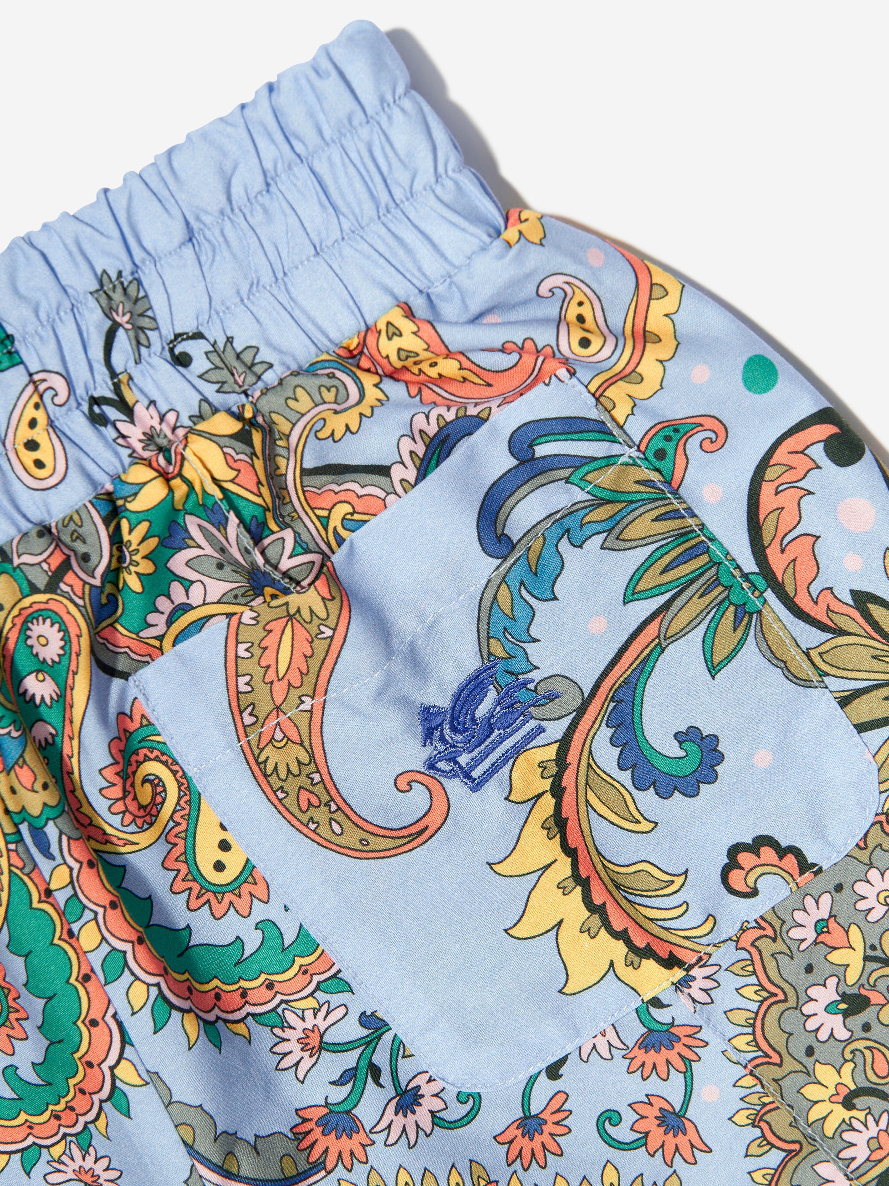 Etro Boys Paisley Print Shorts in Blue