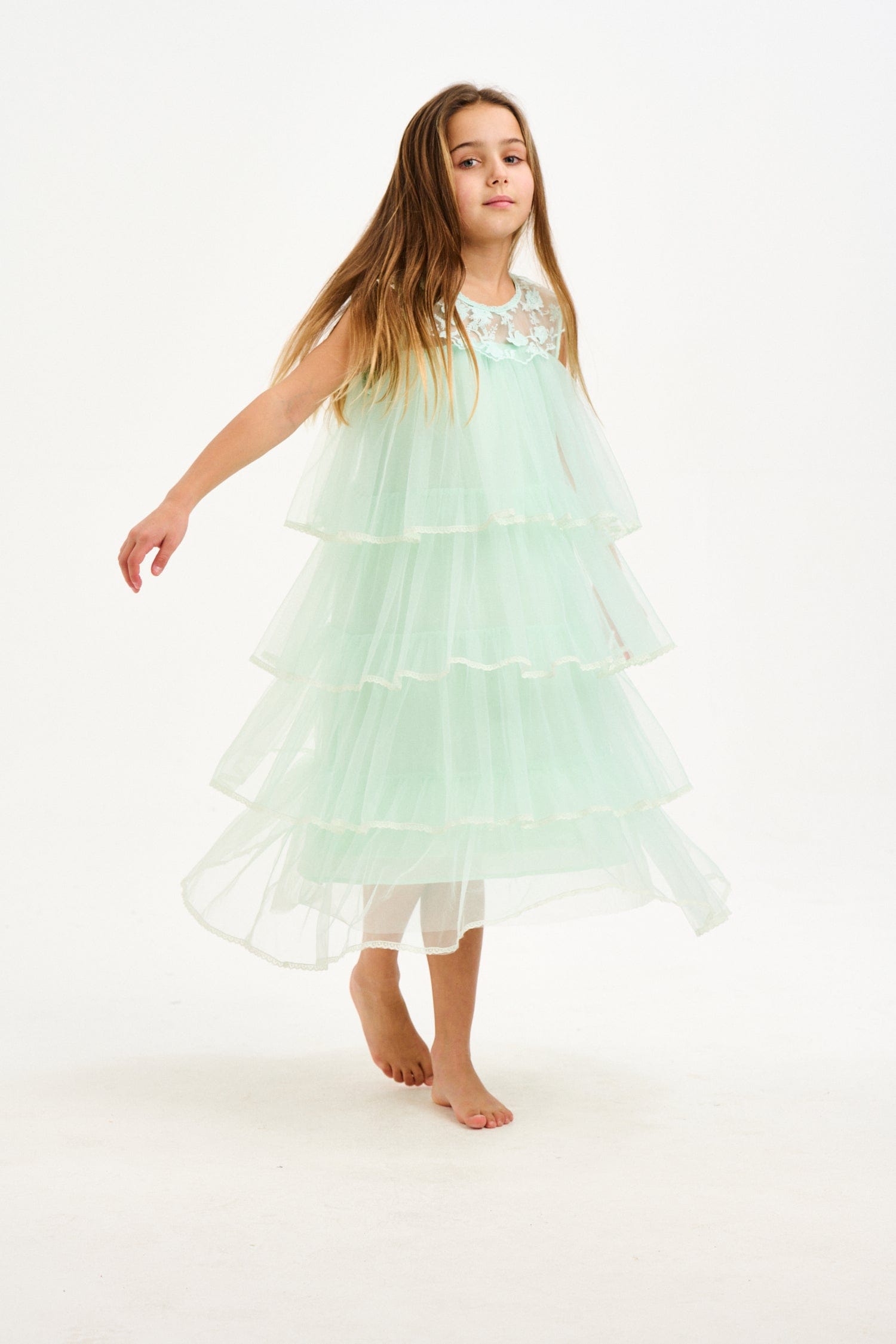 iAMe Girls Party Dress in in Green