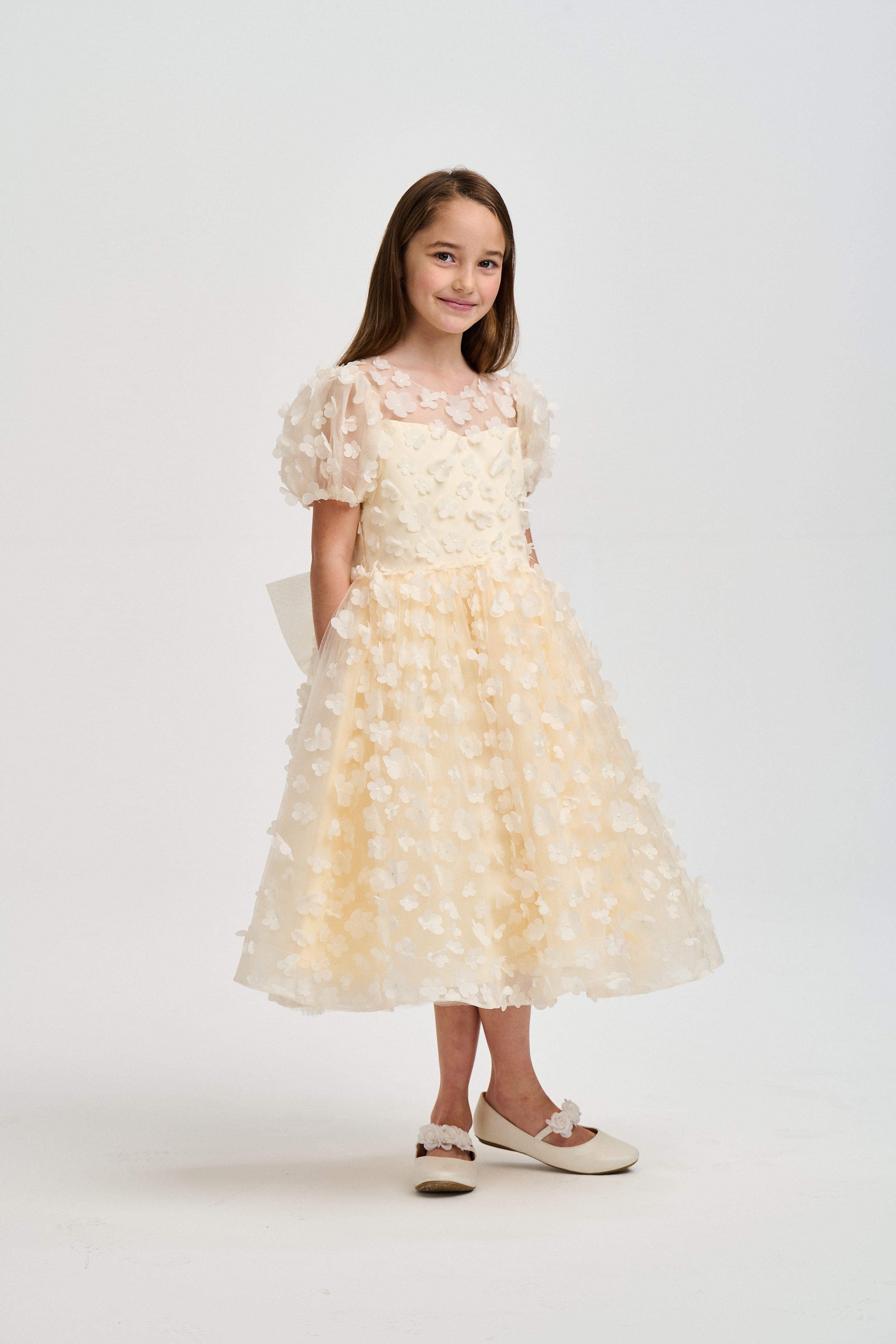 iAMe Girls Petals Dress in Yellow