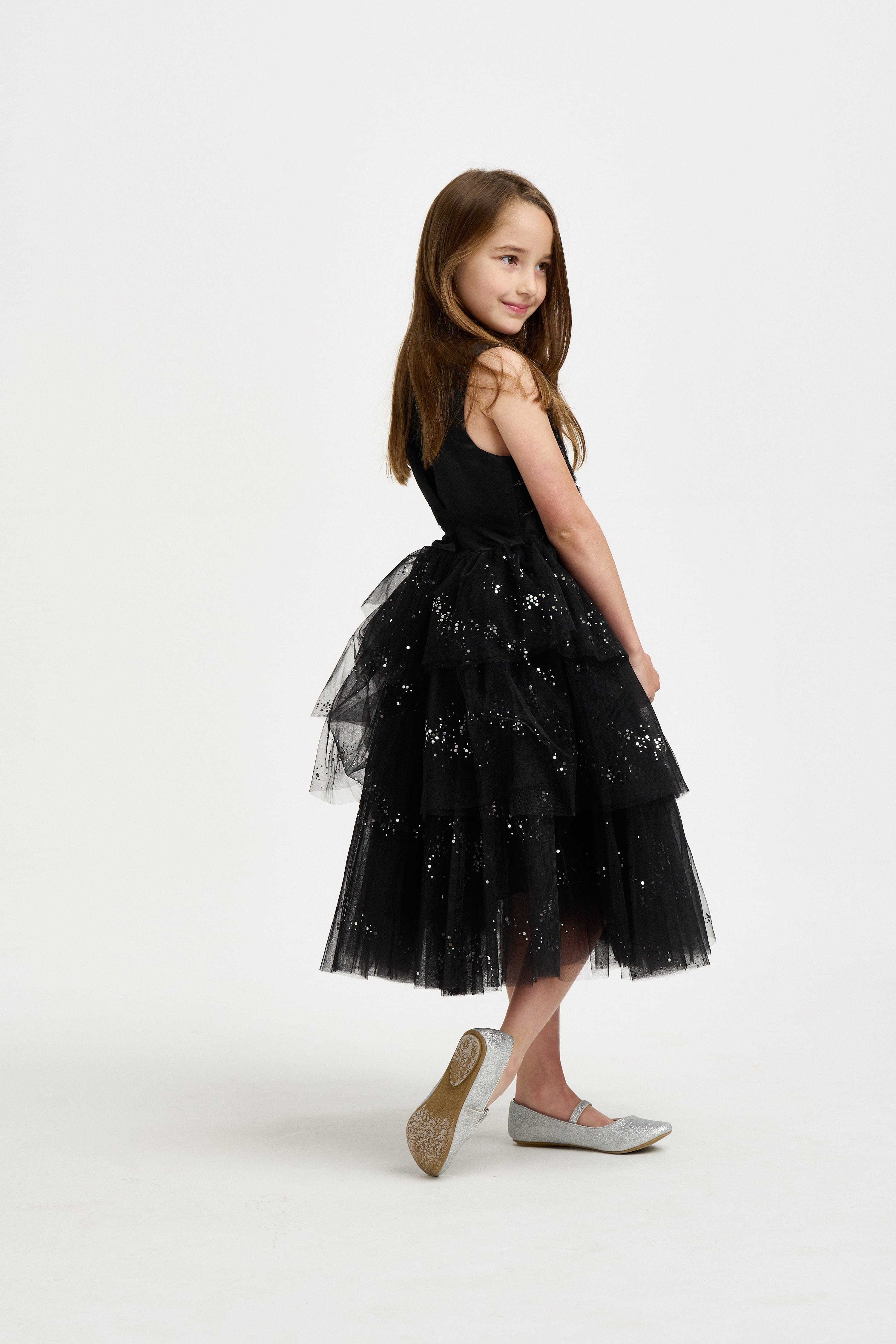 iAMe Girls Tulle Sparkle Dress in Black