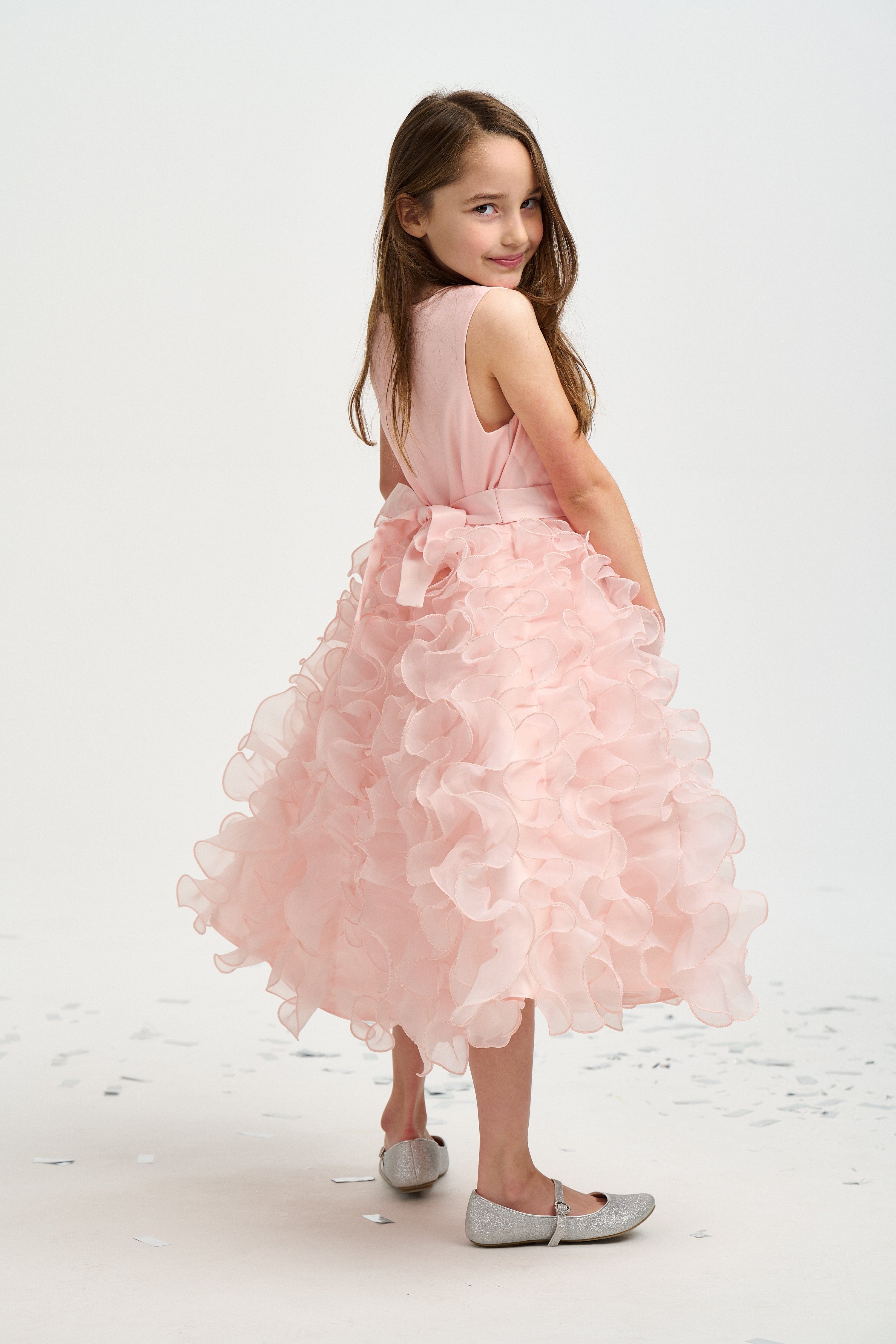 iAMe Girls Ruffle Dress in Pink