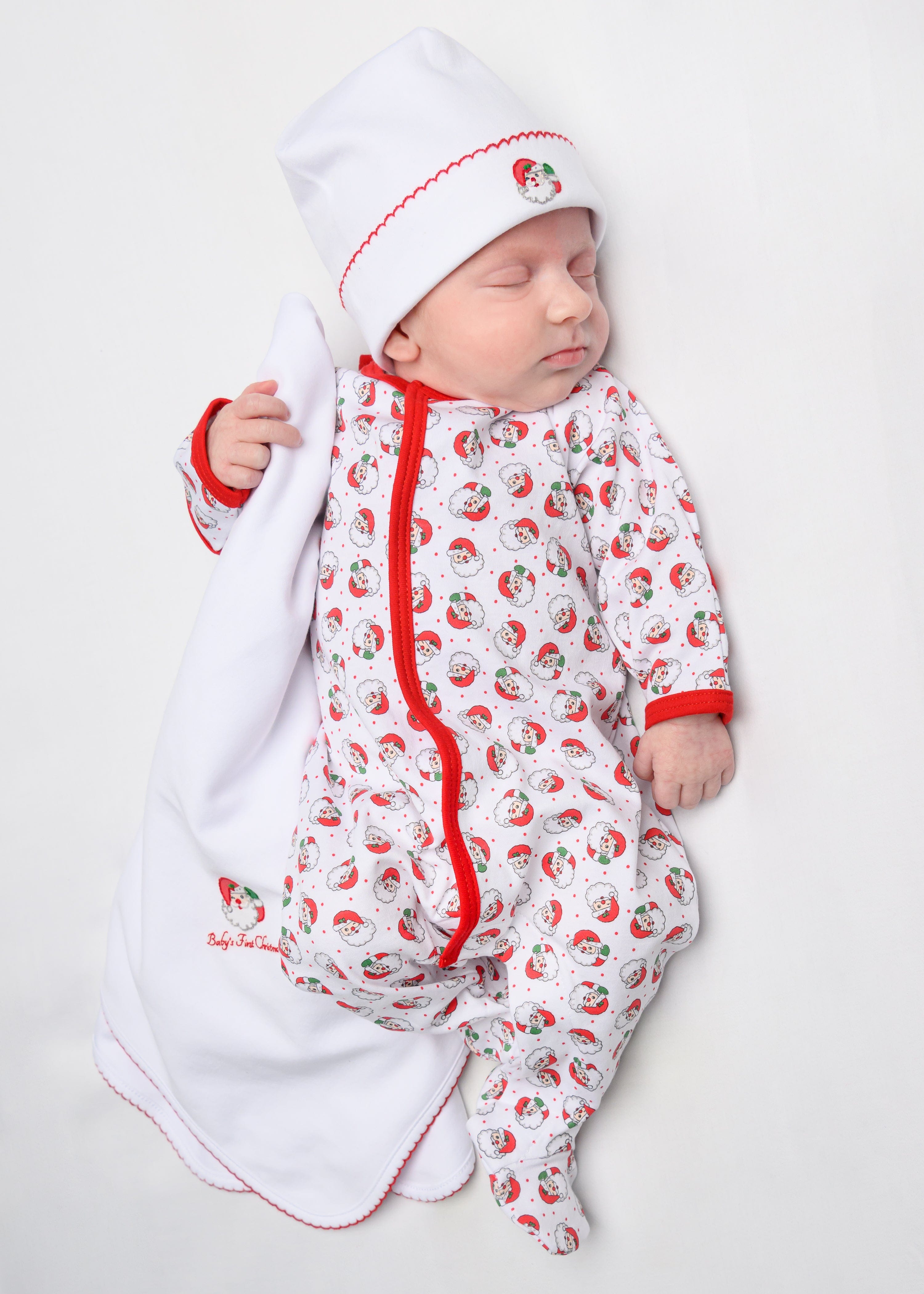 Magnolia Baby Baby Winking Santa Embroidered Babygrow in Red