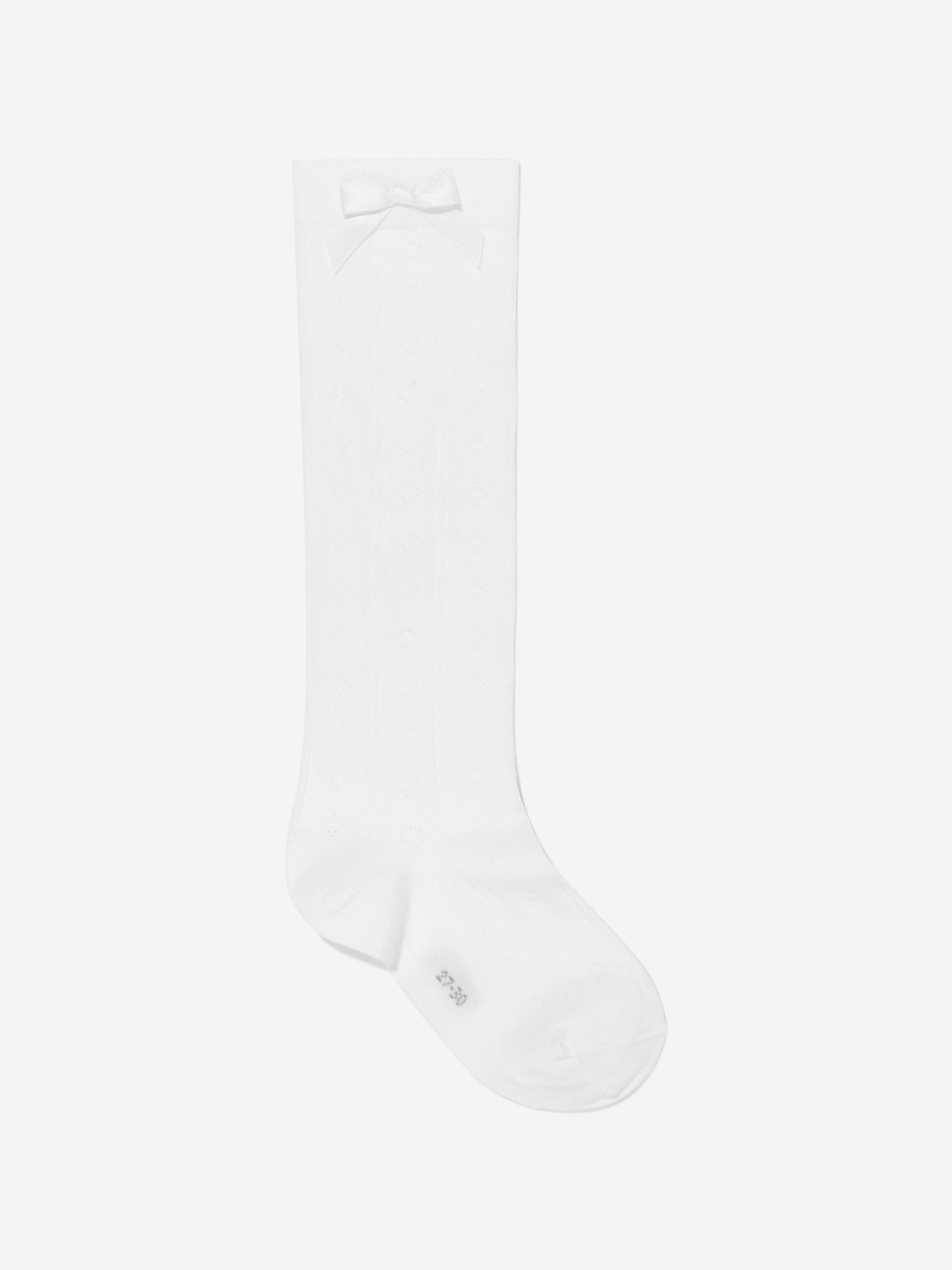 Falke Girls Ajour Knee-High Socks in White