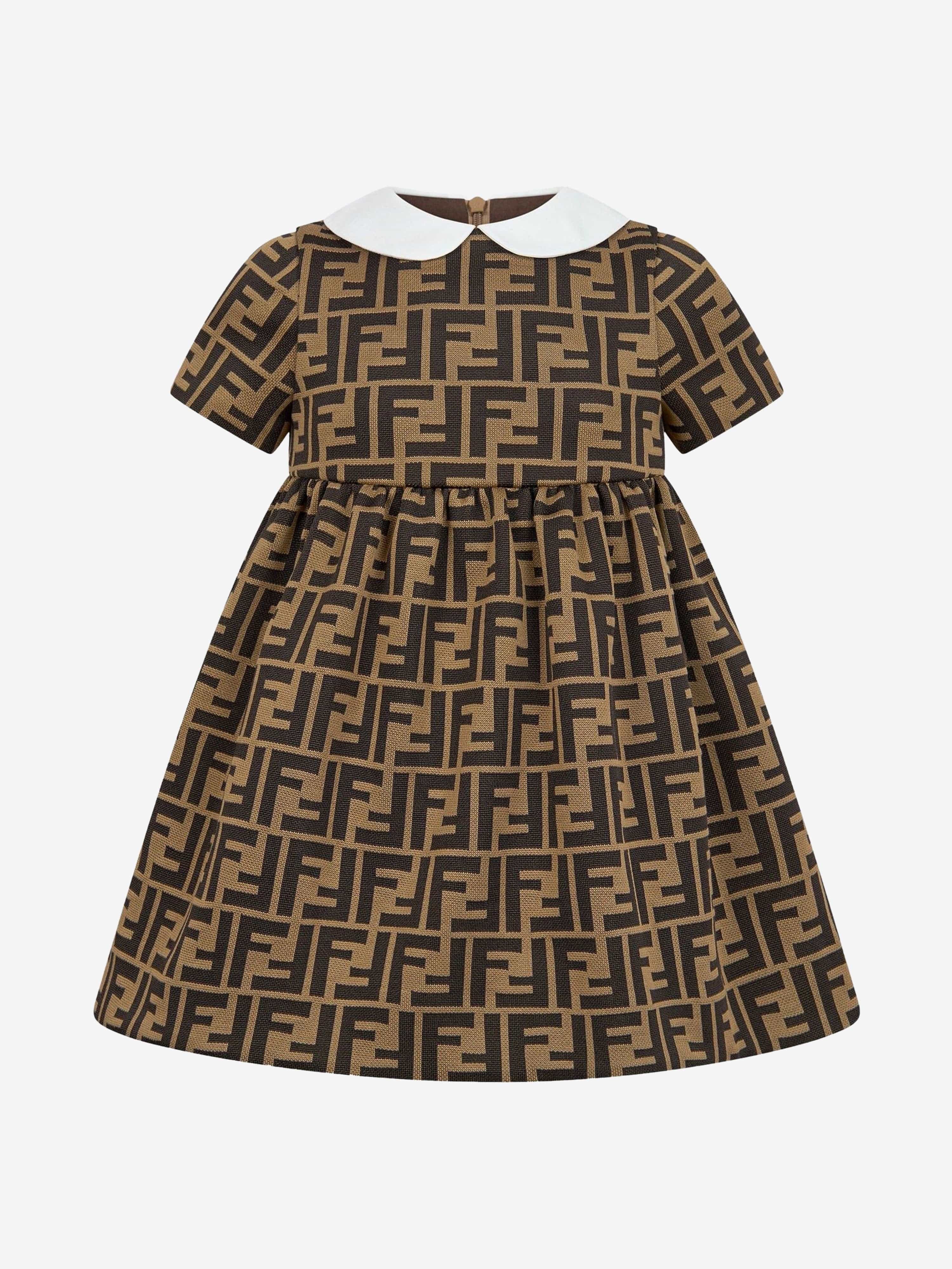 Fendi Baby Girls FF Logo Dress in Brown