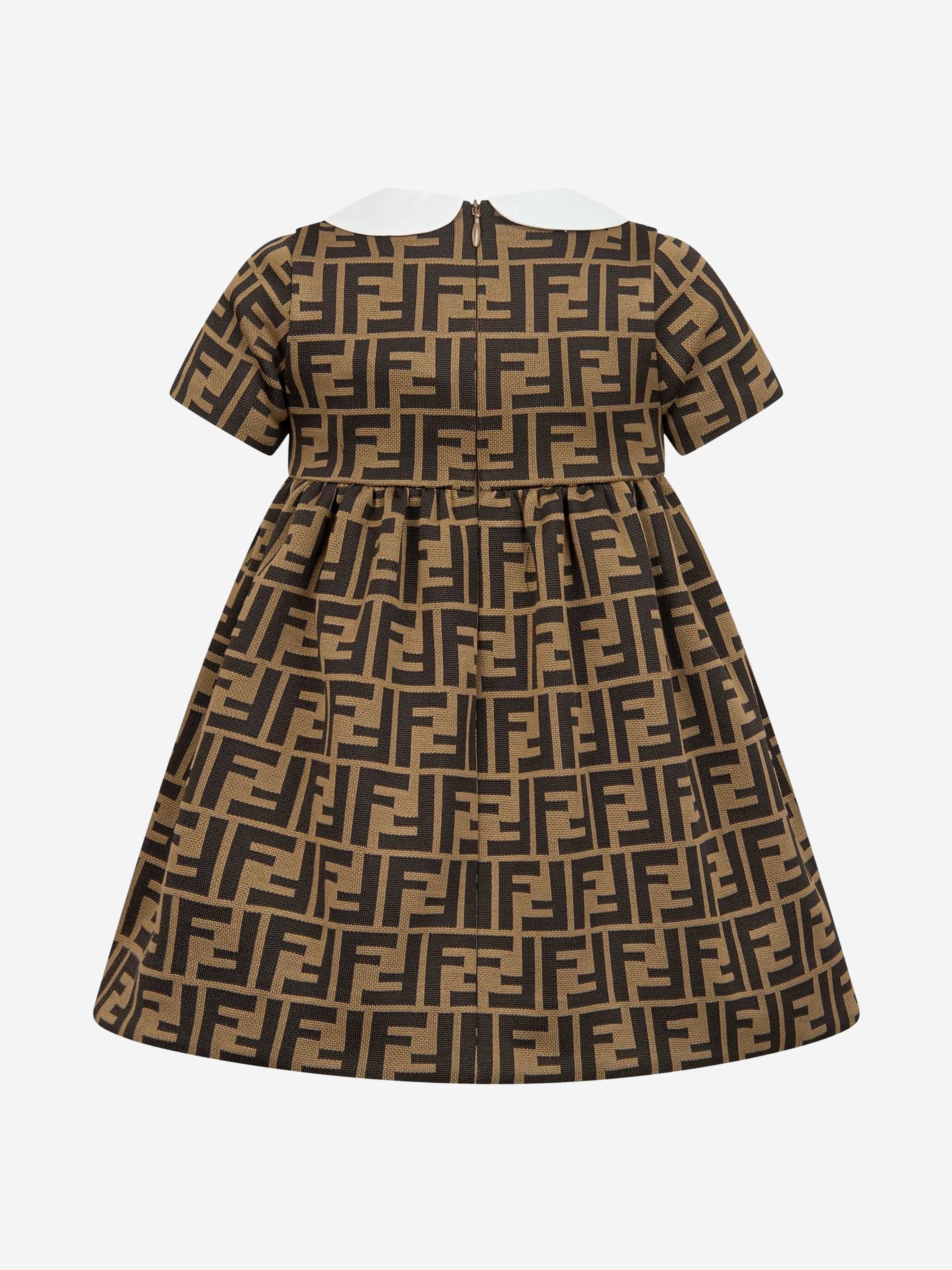 Fendi Baby Girls FF Logo Dress in Brown