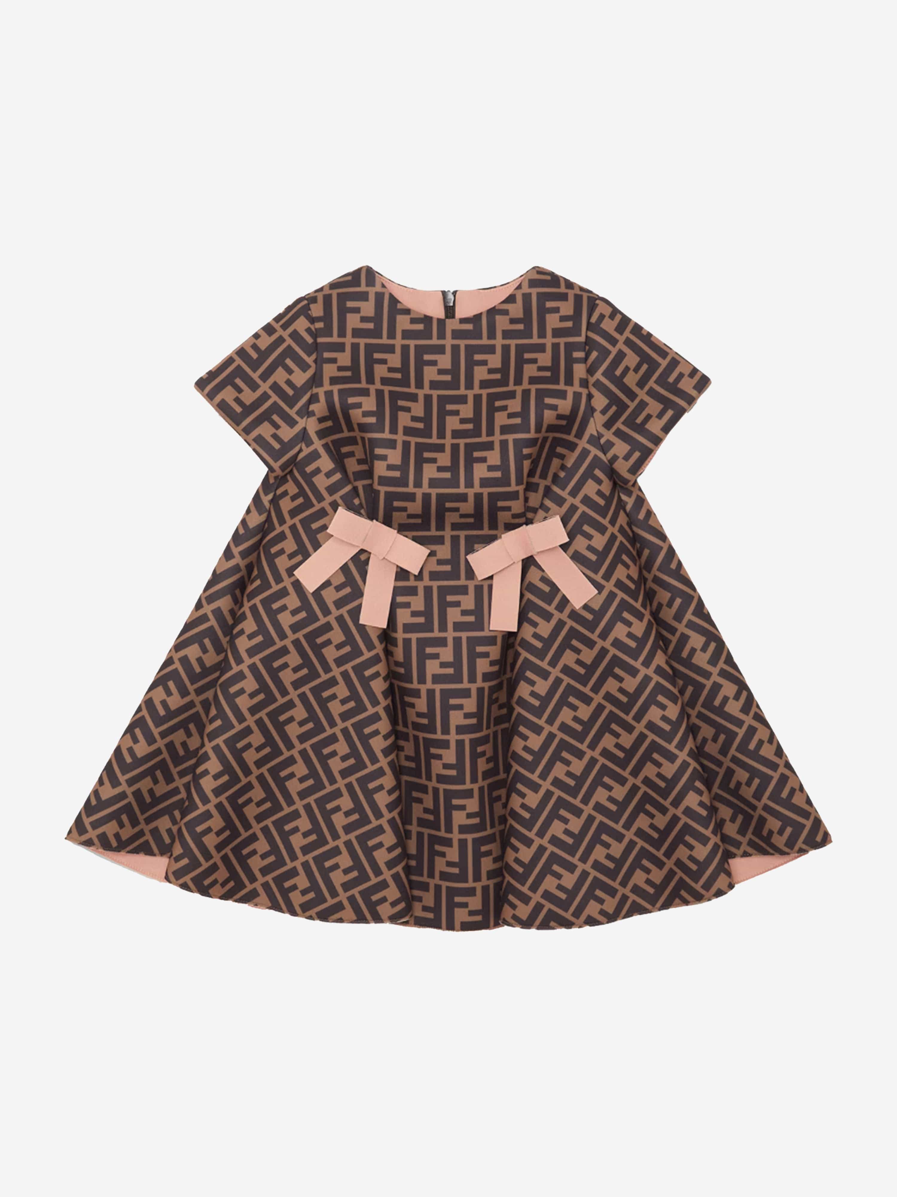 Fendi Baby Girls FF Logo Dress in Brown