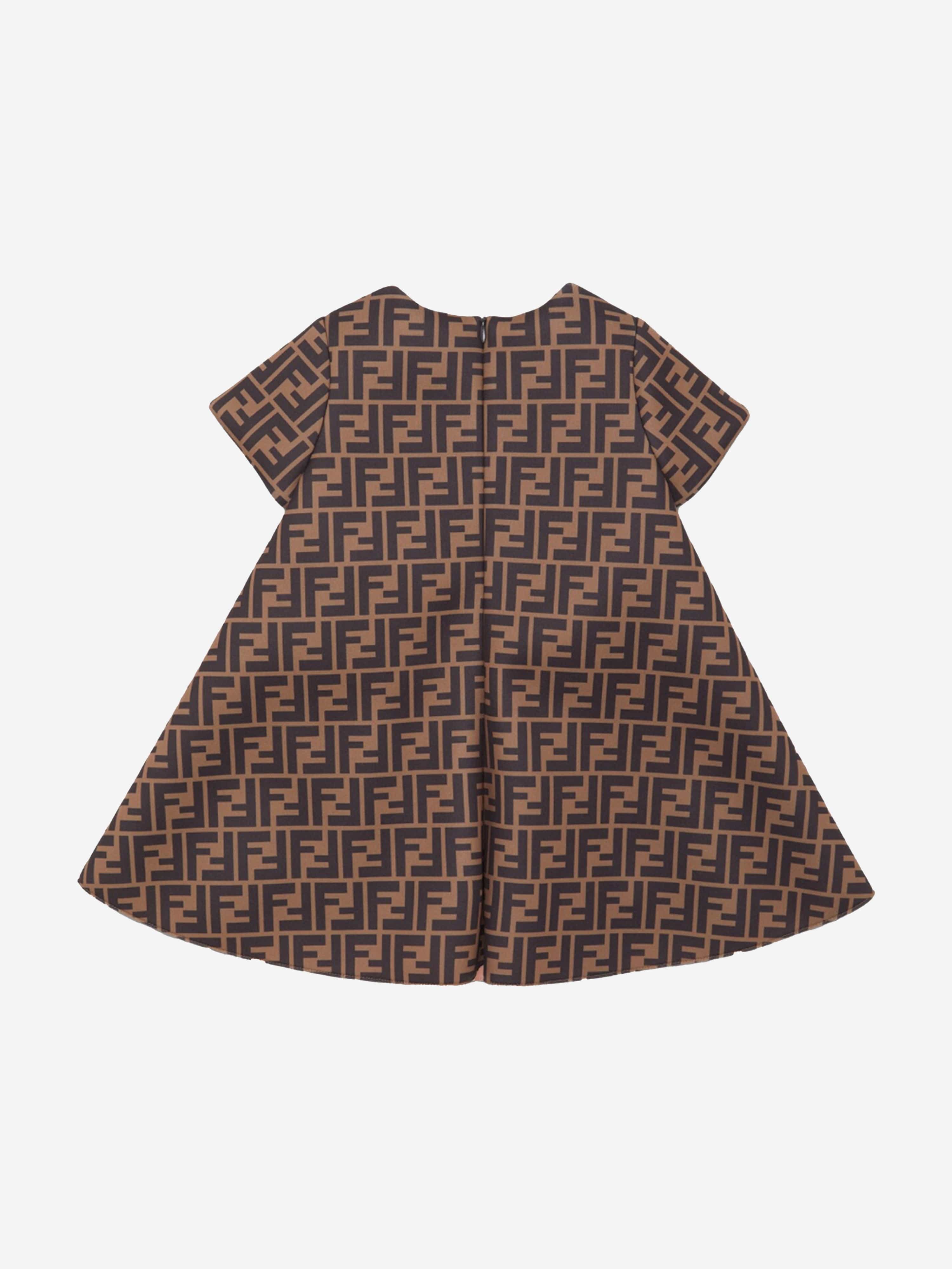 Fendi Baby Girls FF Logo Dress in Brown