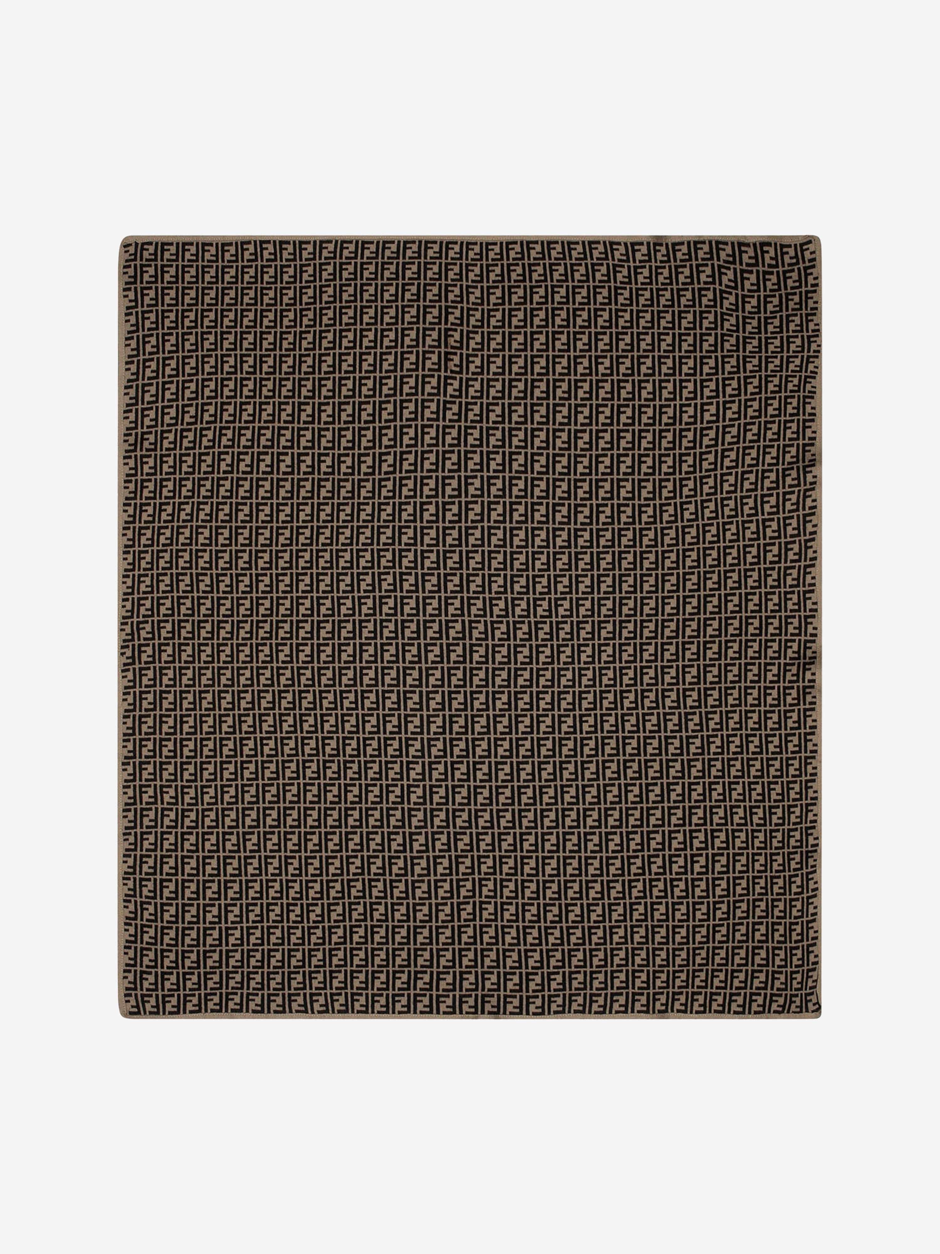 Fendi Baby Cotton and Cashmere Blanket in Brown (85cm)