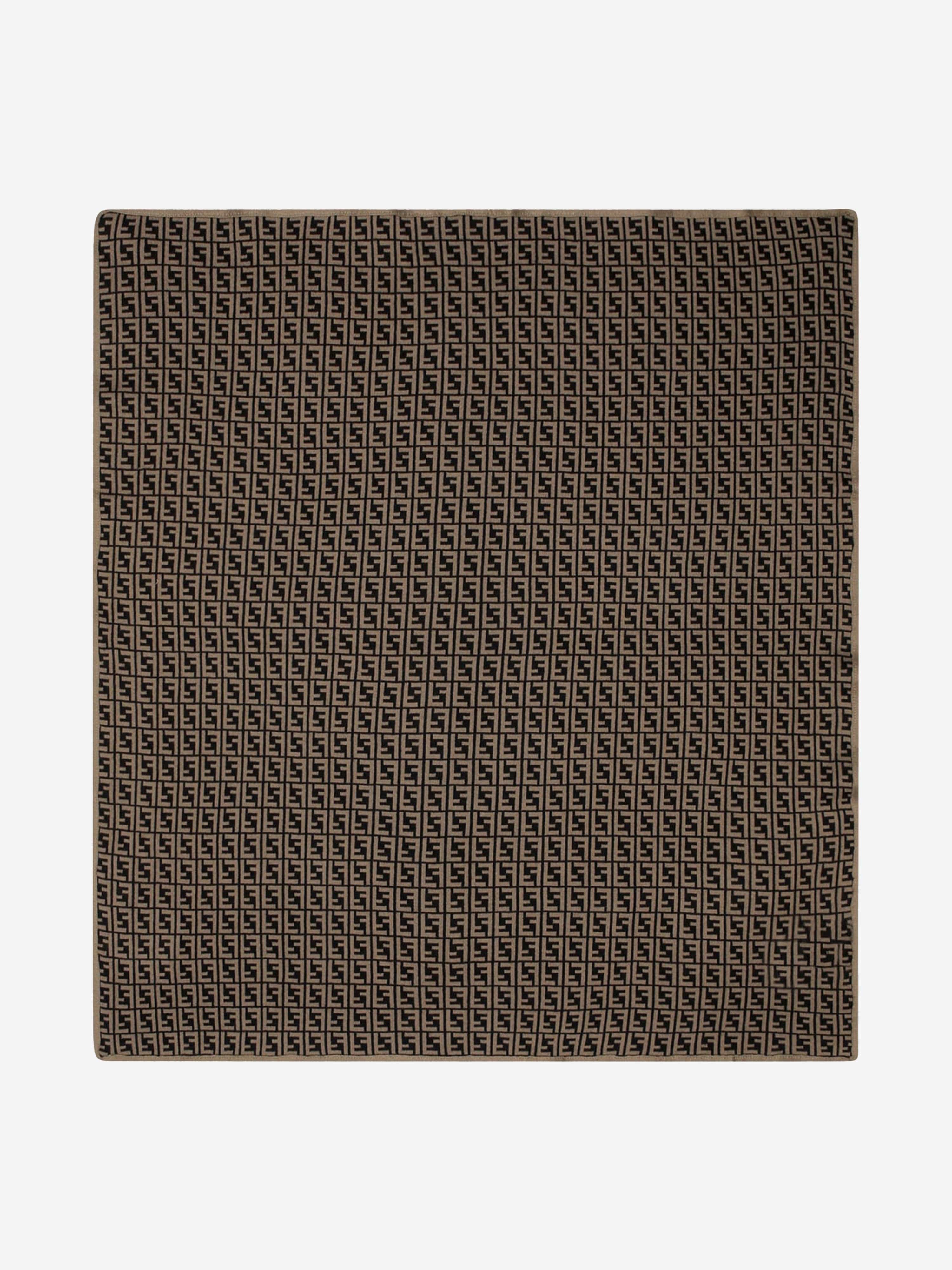Fendi Baby Cotton and Cashmere Blanket in Brown (85cm)