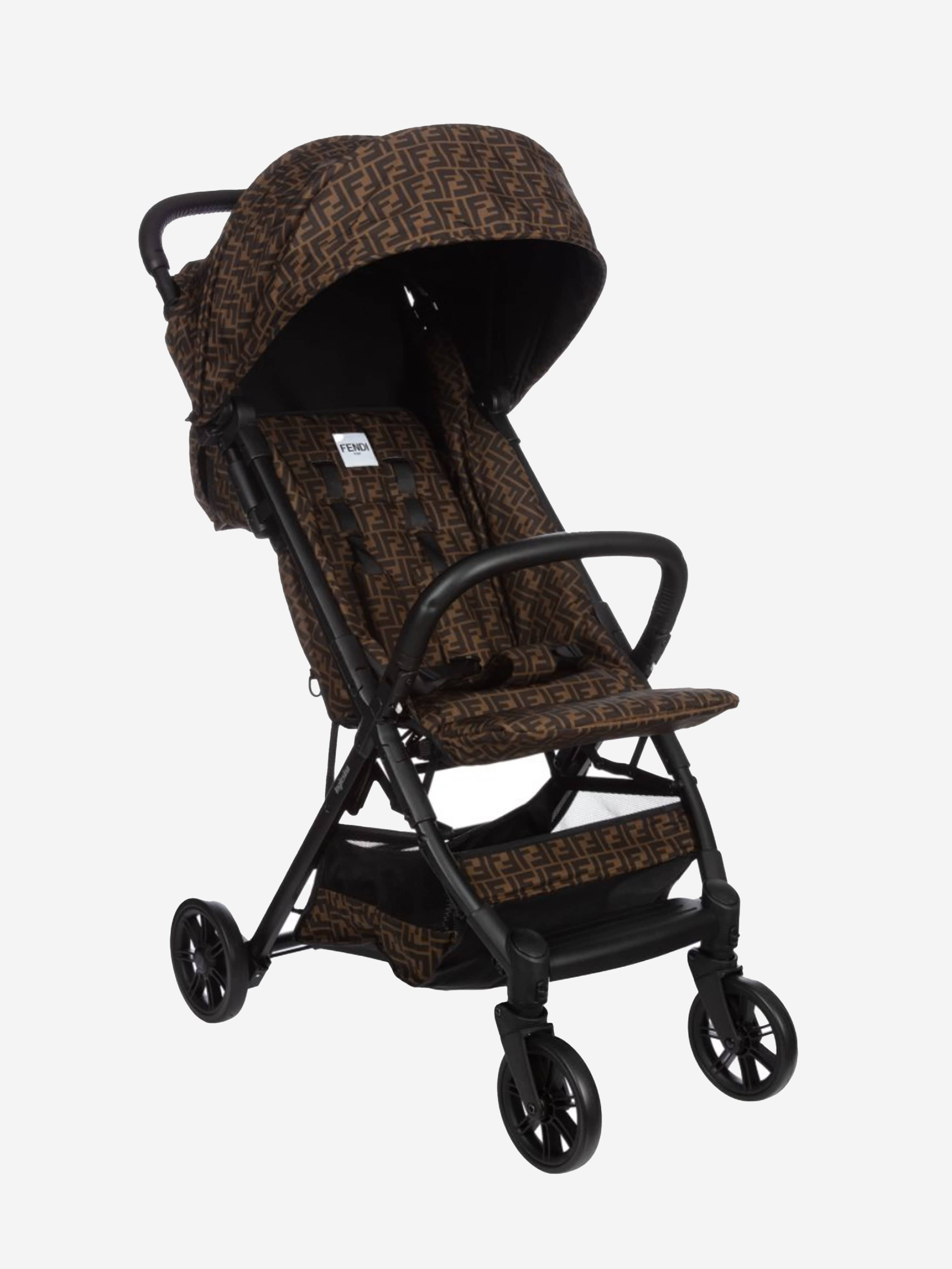 Fendi Brown Zucca Logo Baby Stroller