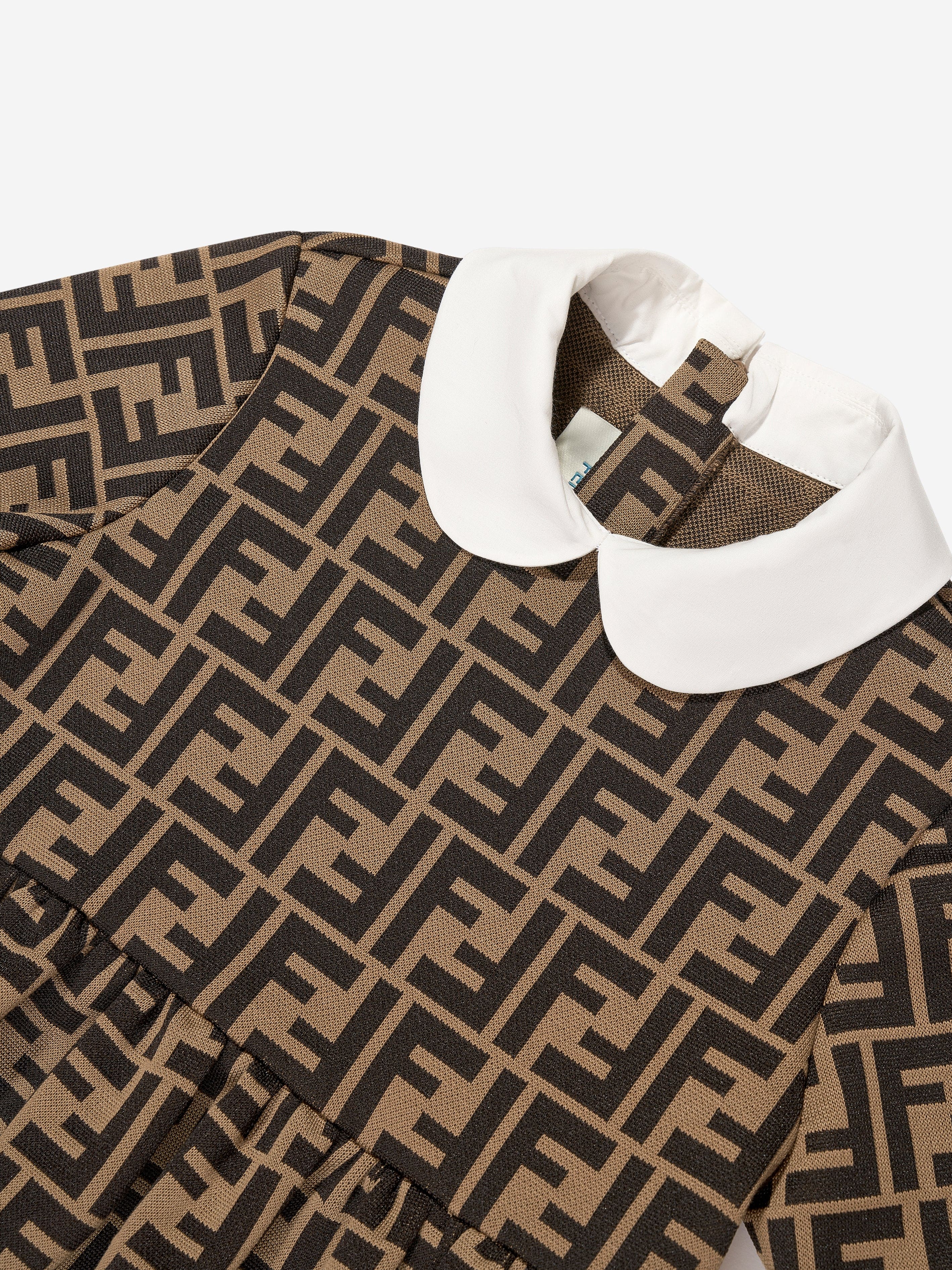 Fendi Girls FF Logo Dress in Brown