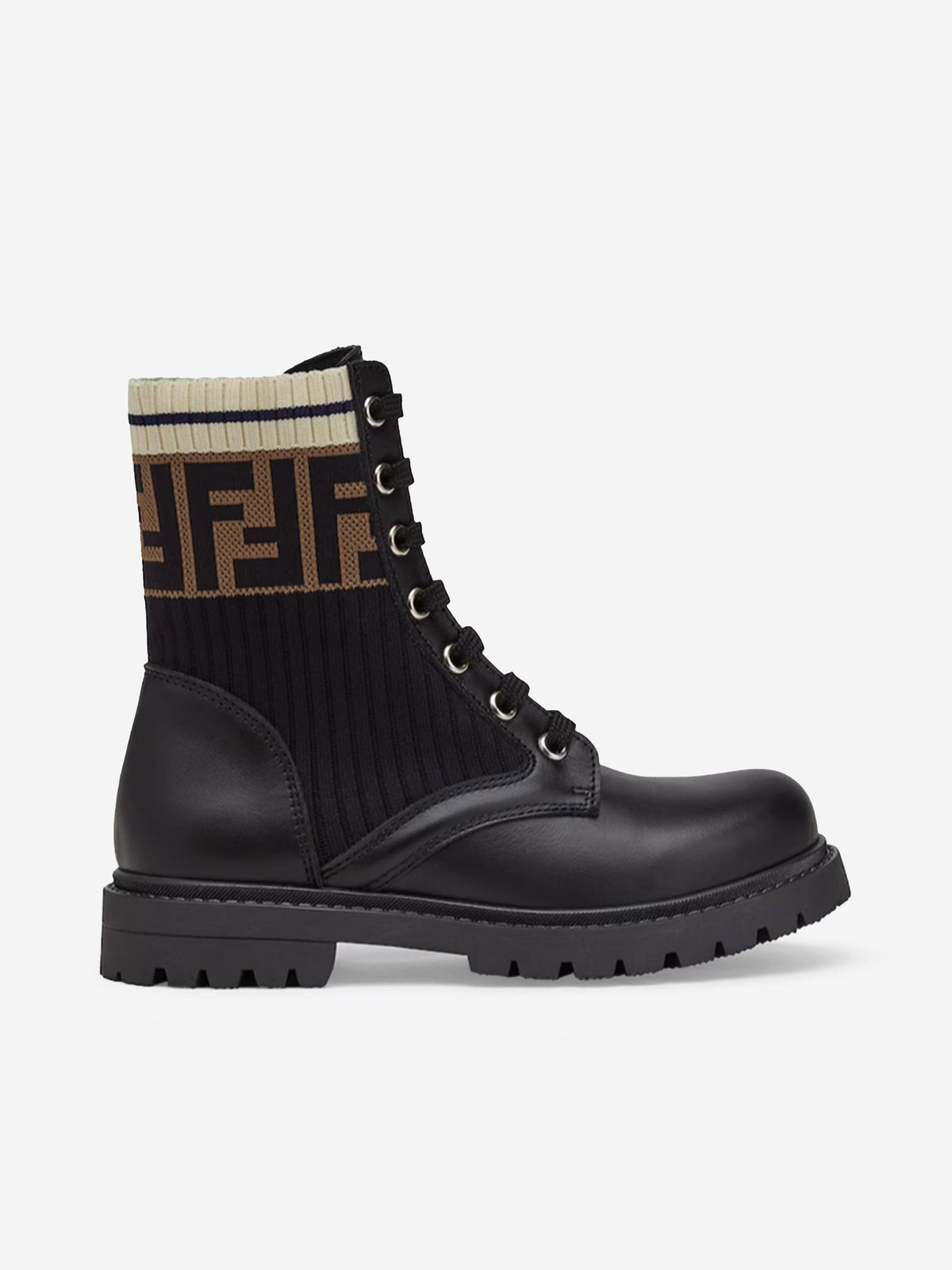 Fendi Leather FF Logo Biker Boots
