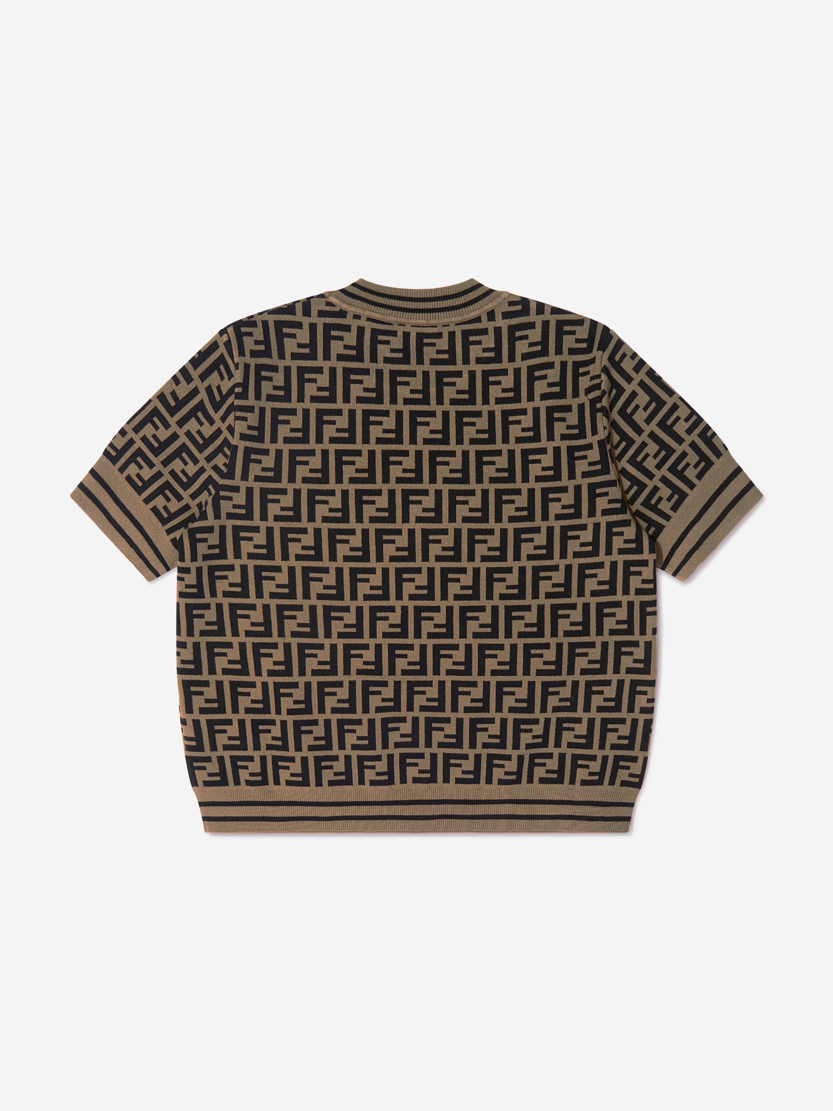 Fendi Girls FF Logo Knitted Top in Brown