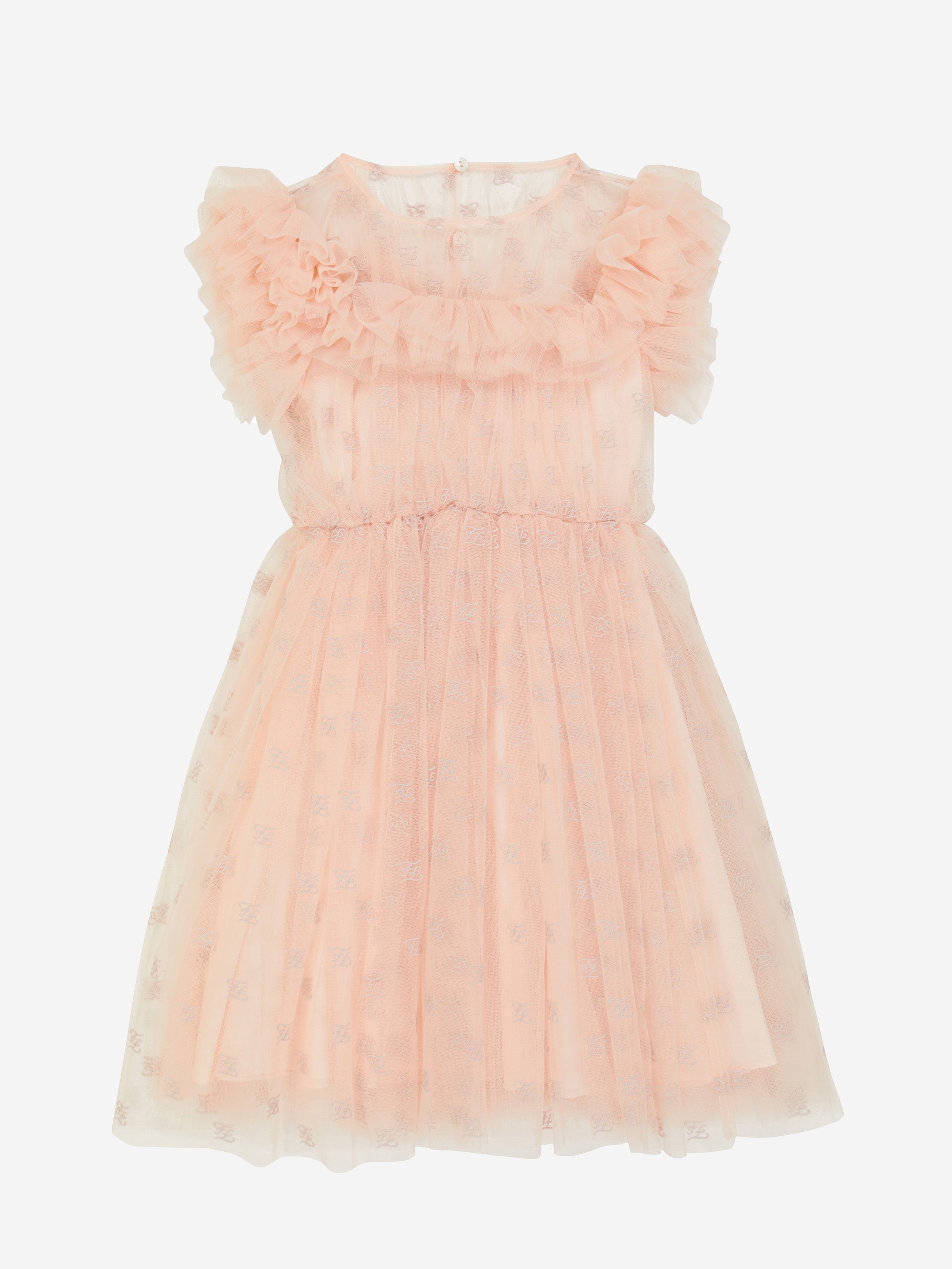 Fendi Girls Embroidered Tulle Dress