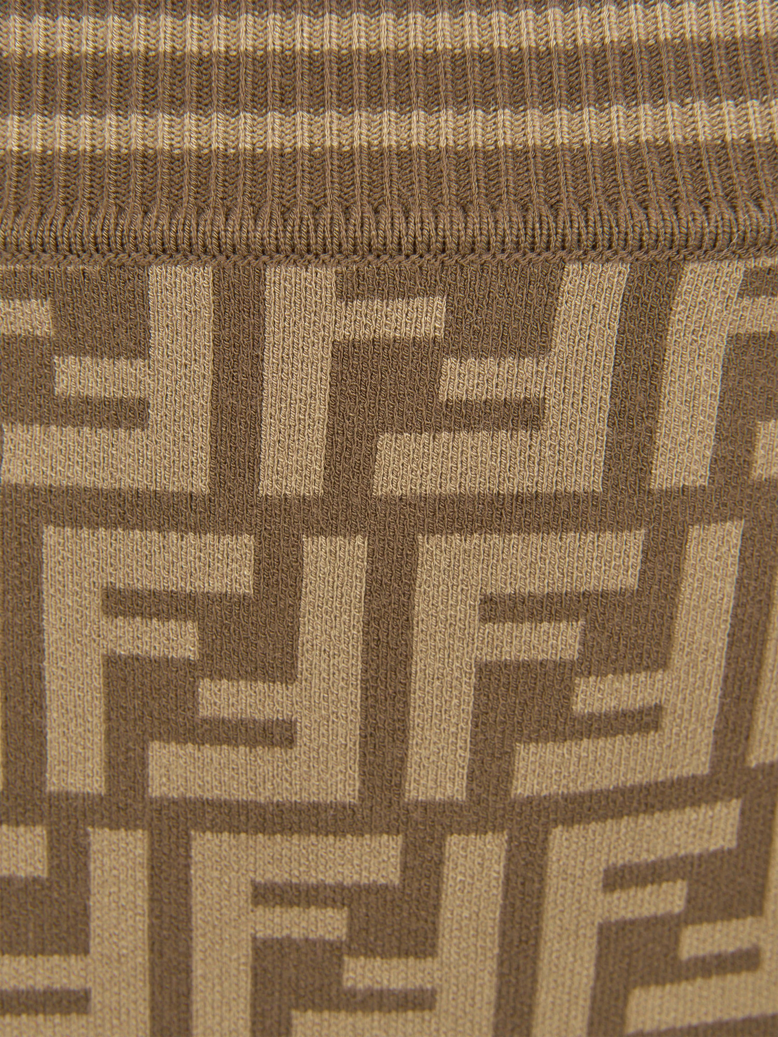 Fendi Girls FF Logo Knitted Skirt in Brown