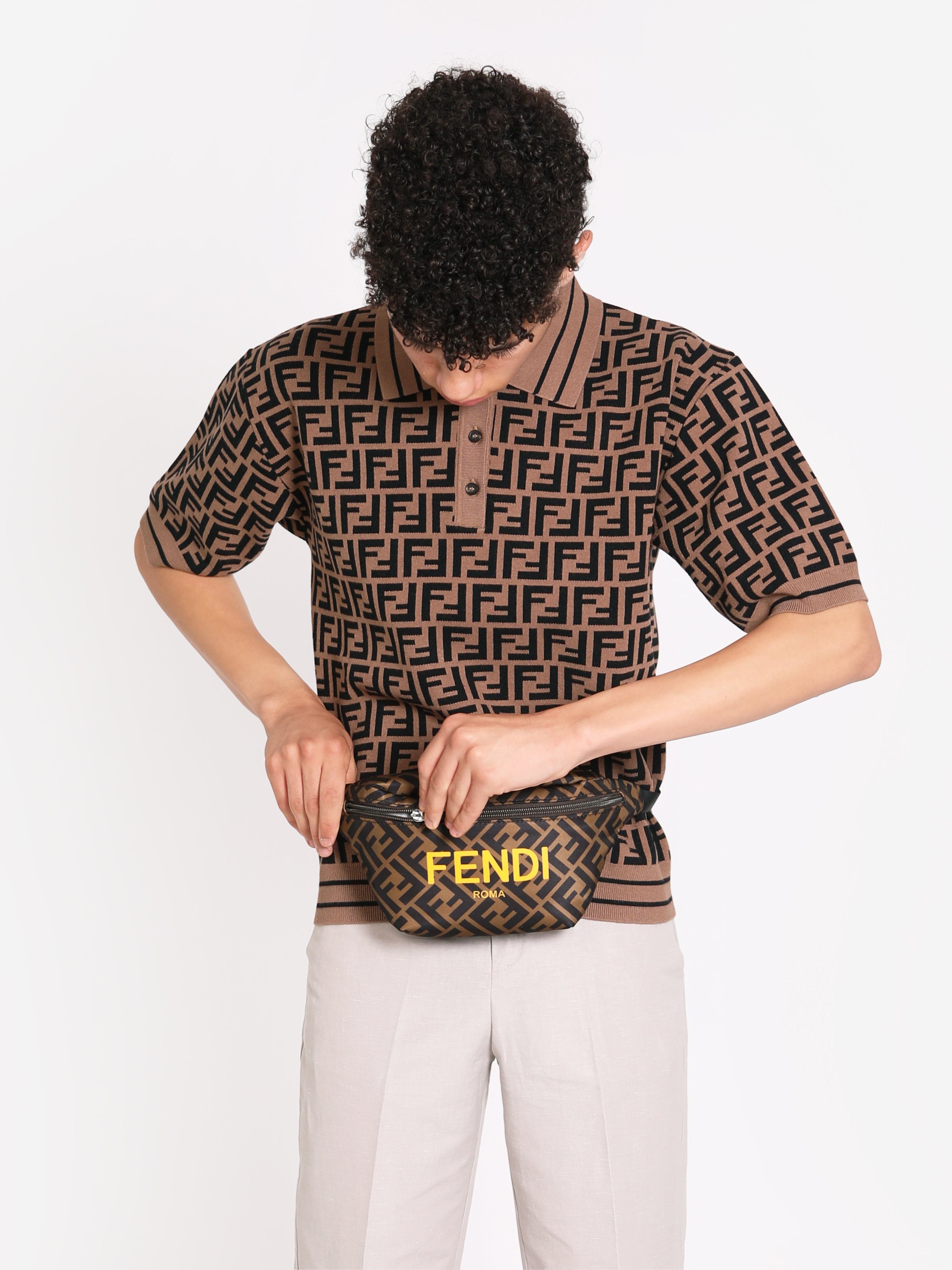 Fendi Kids FF Logo Belt Bag in Brown