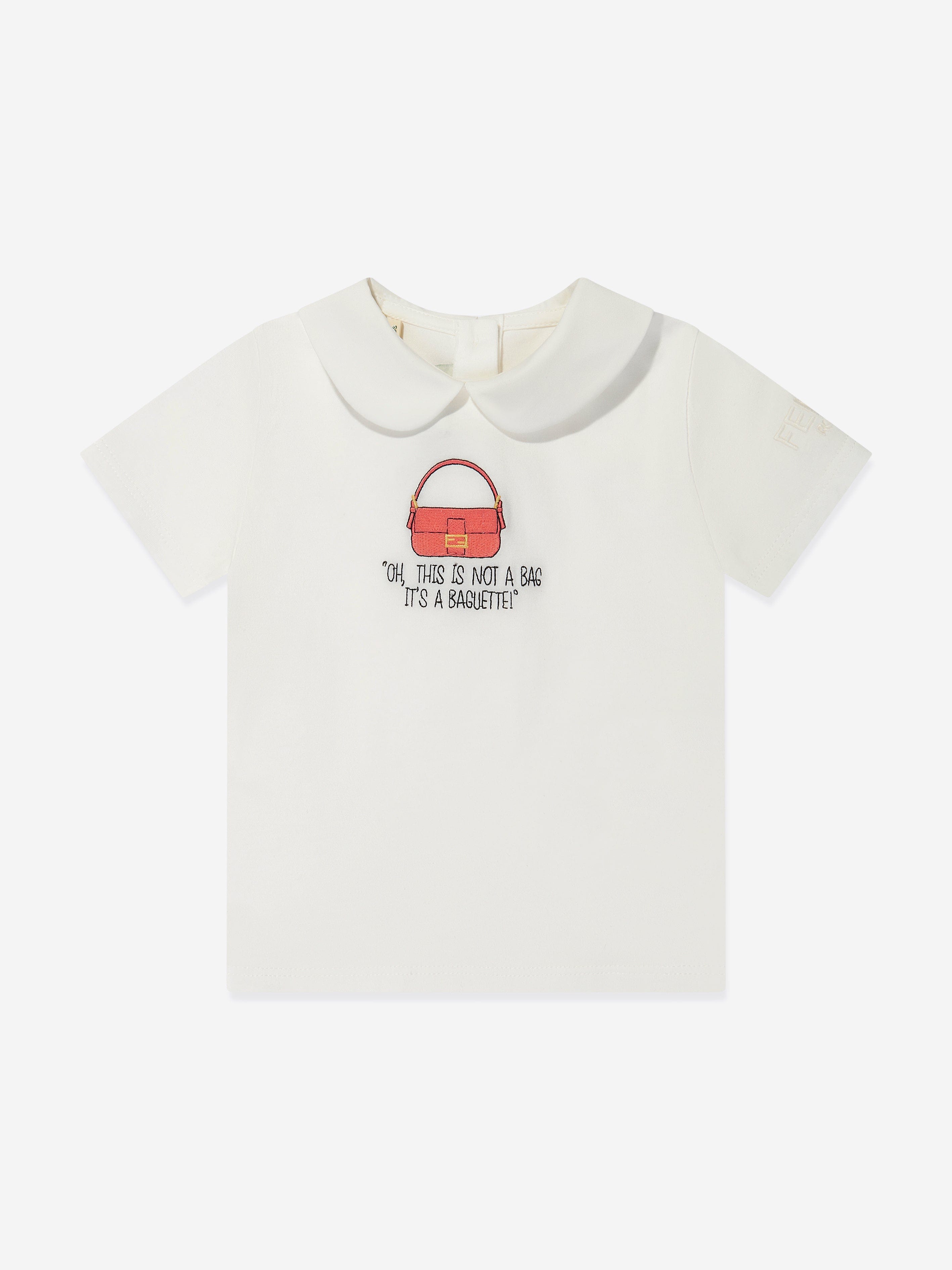 Fendi Baby Girls Bag Print T-Shirt in Ivory