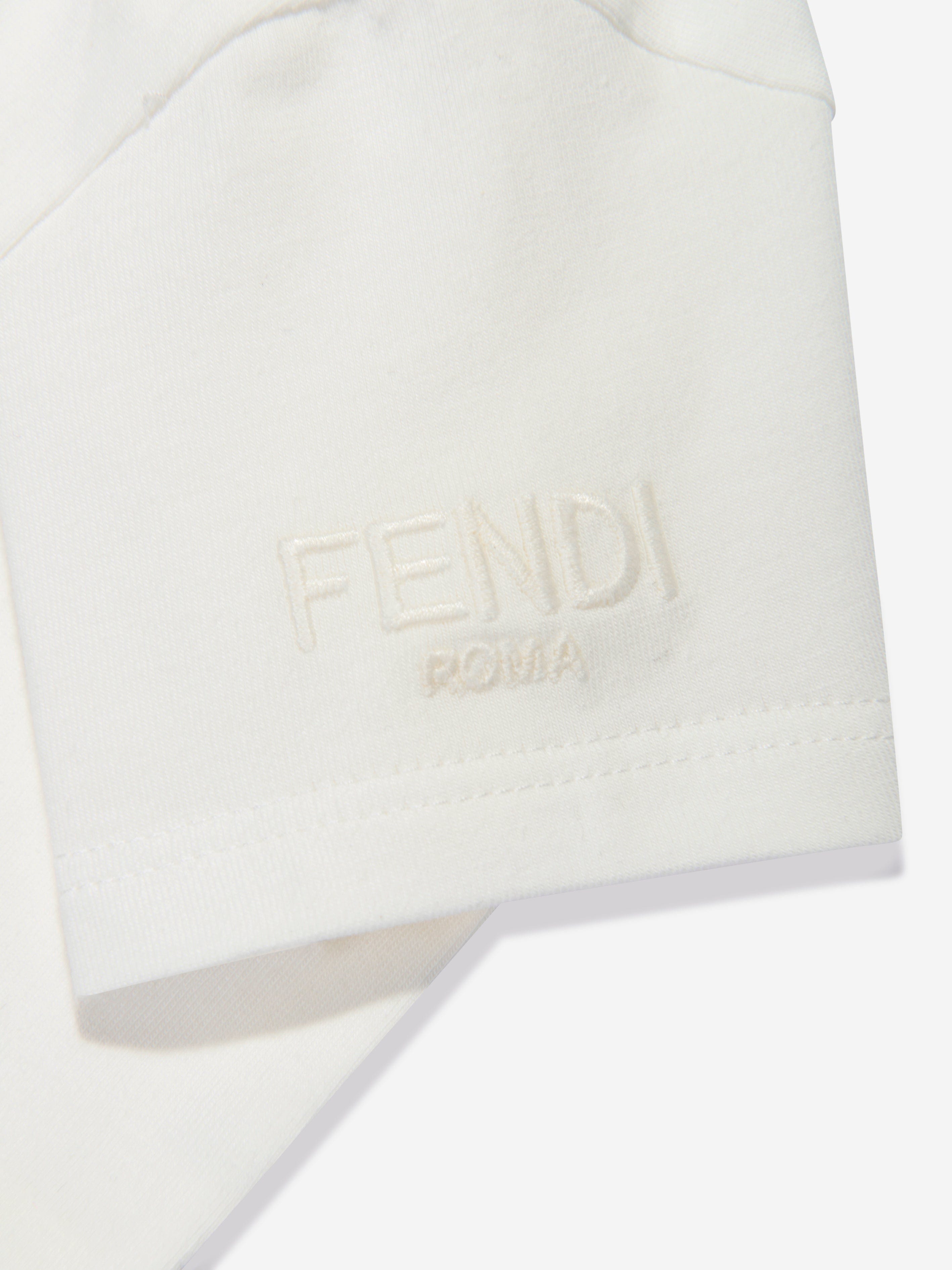 Fendi Baby Girls Bag Print T-Shirt in Ivory