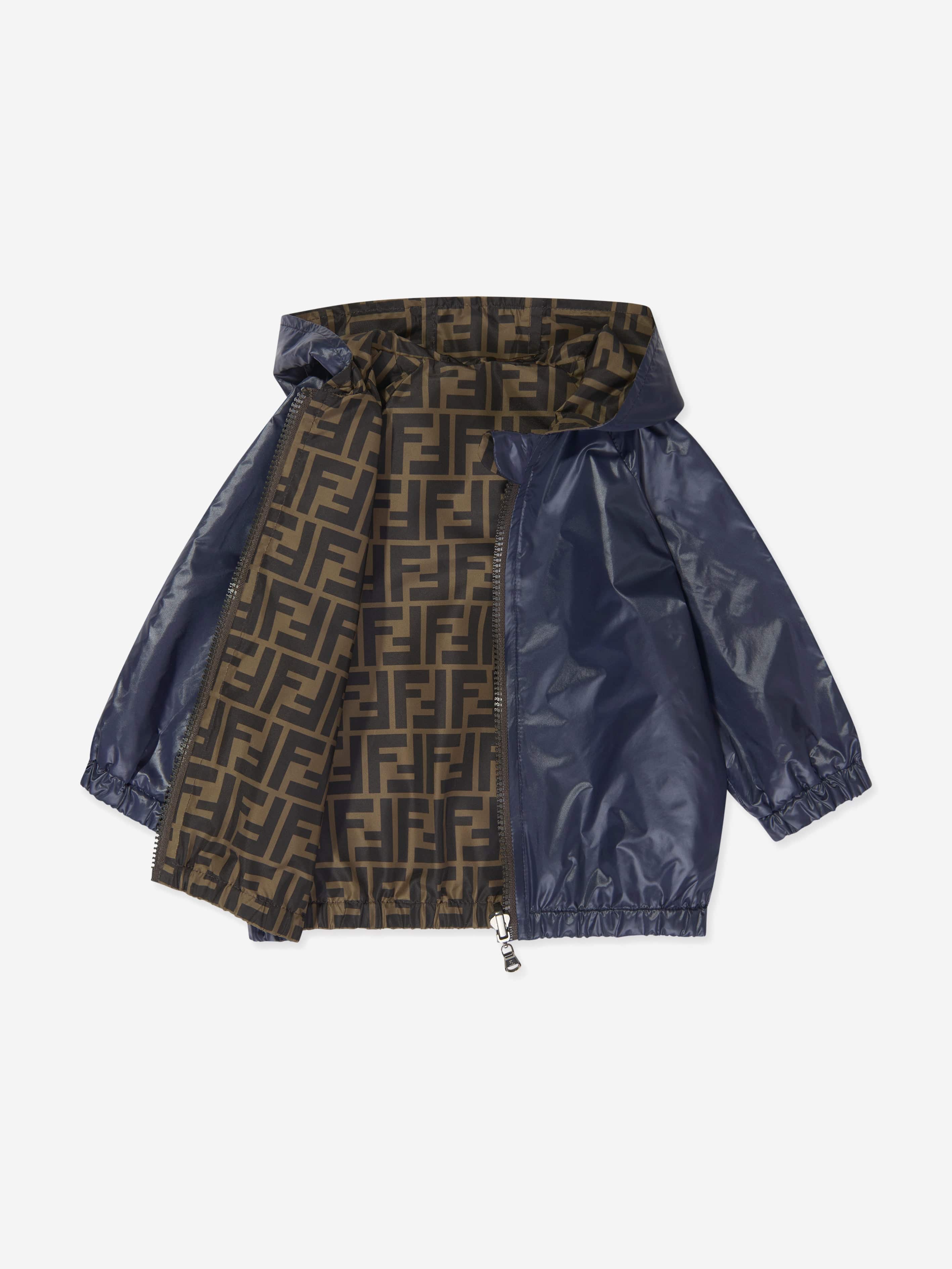 Fendi Baby Boys Reversible FF K-Way Jacket in Blue