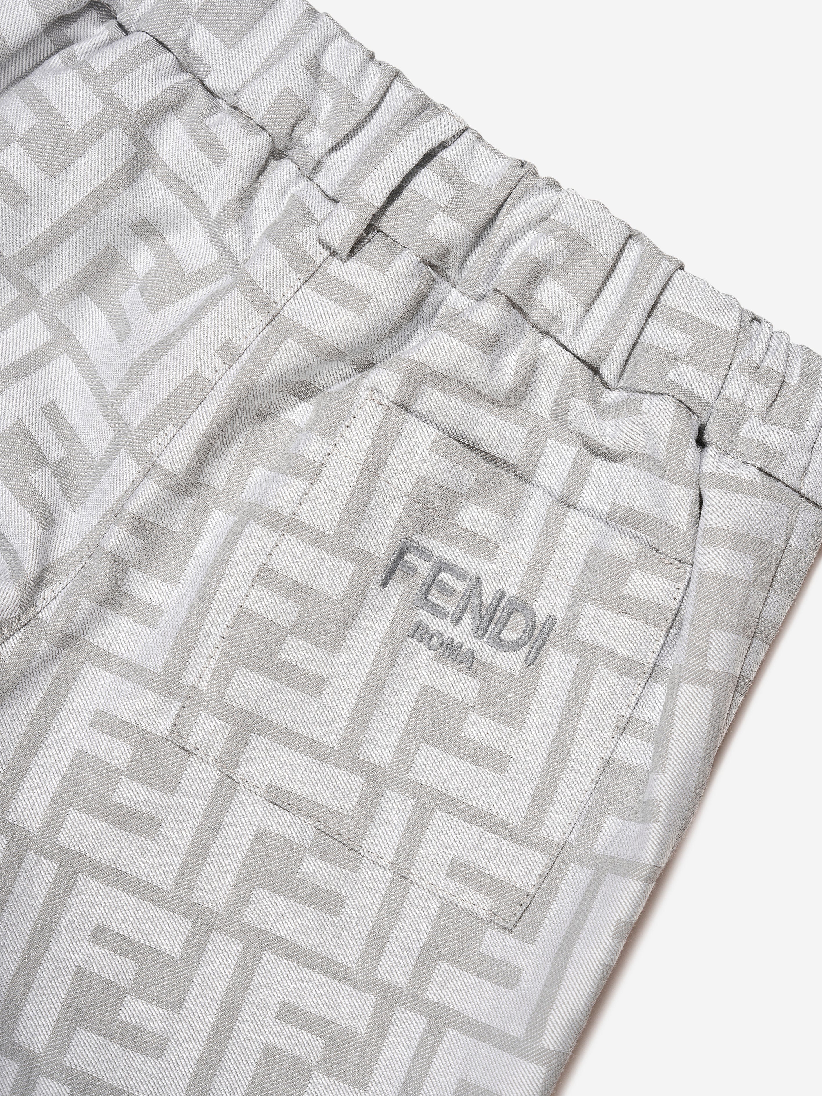 Fendi Baby Boys FF Logo Trousers in Grey